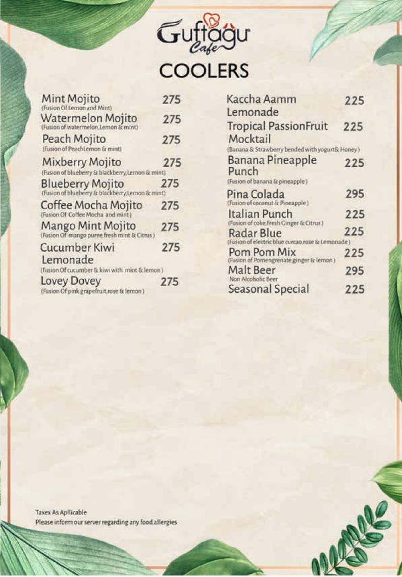 Guftagu Cafe menu