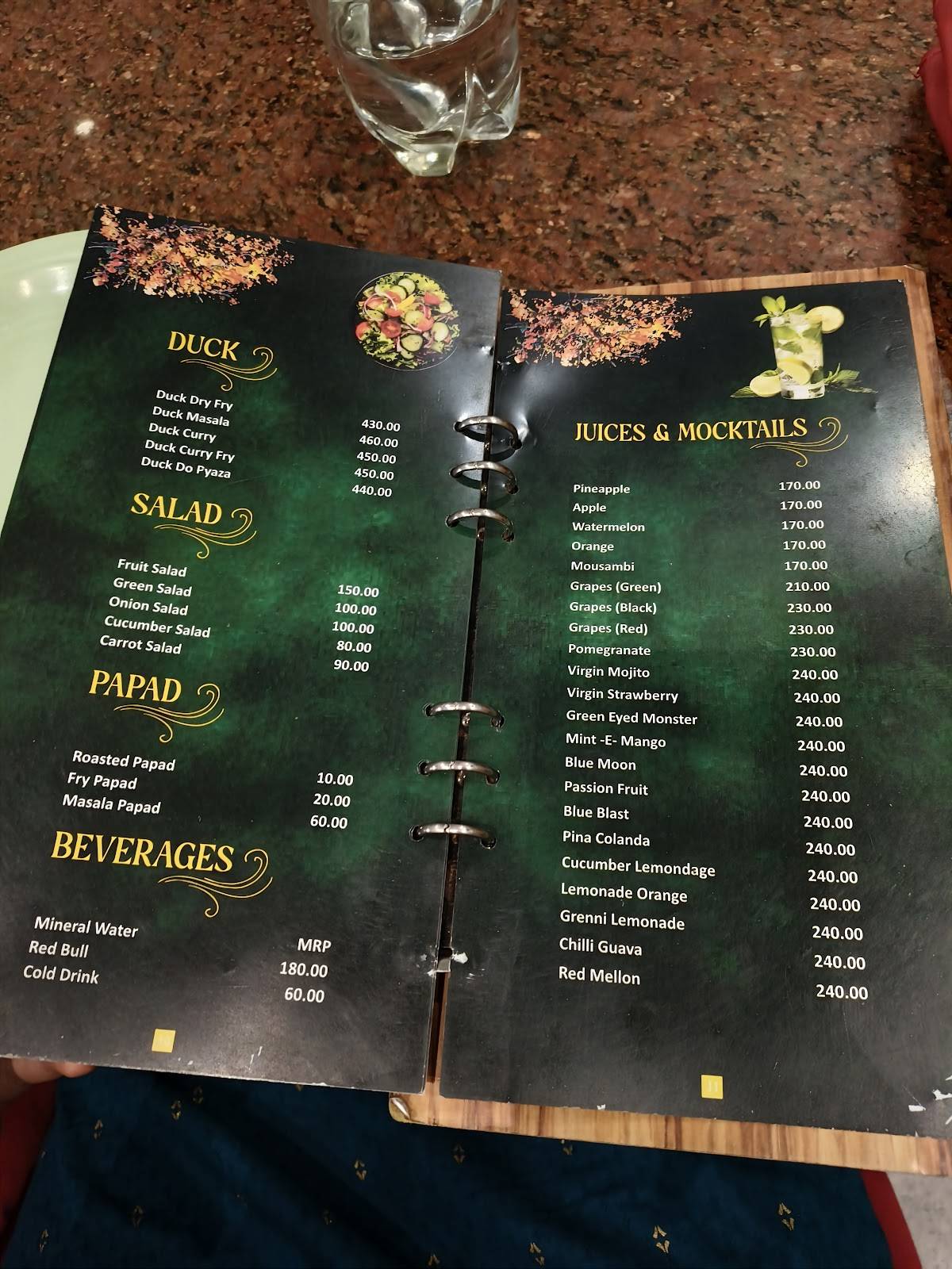 Gulmohar Restaurant menu