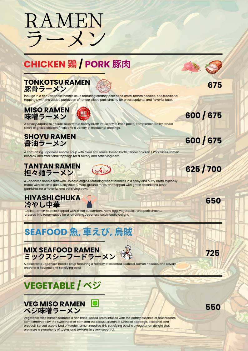 Asagao "The Japanese Kitchen" menu