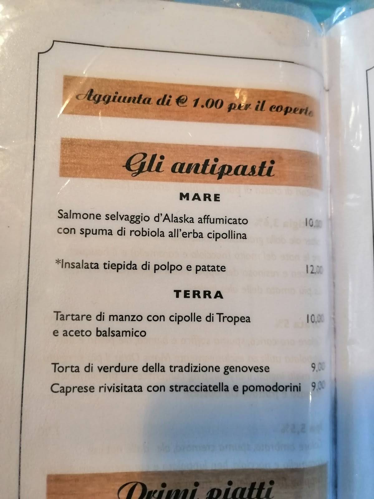Menu di Gusto a bordo 
