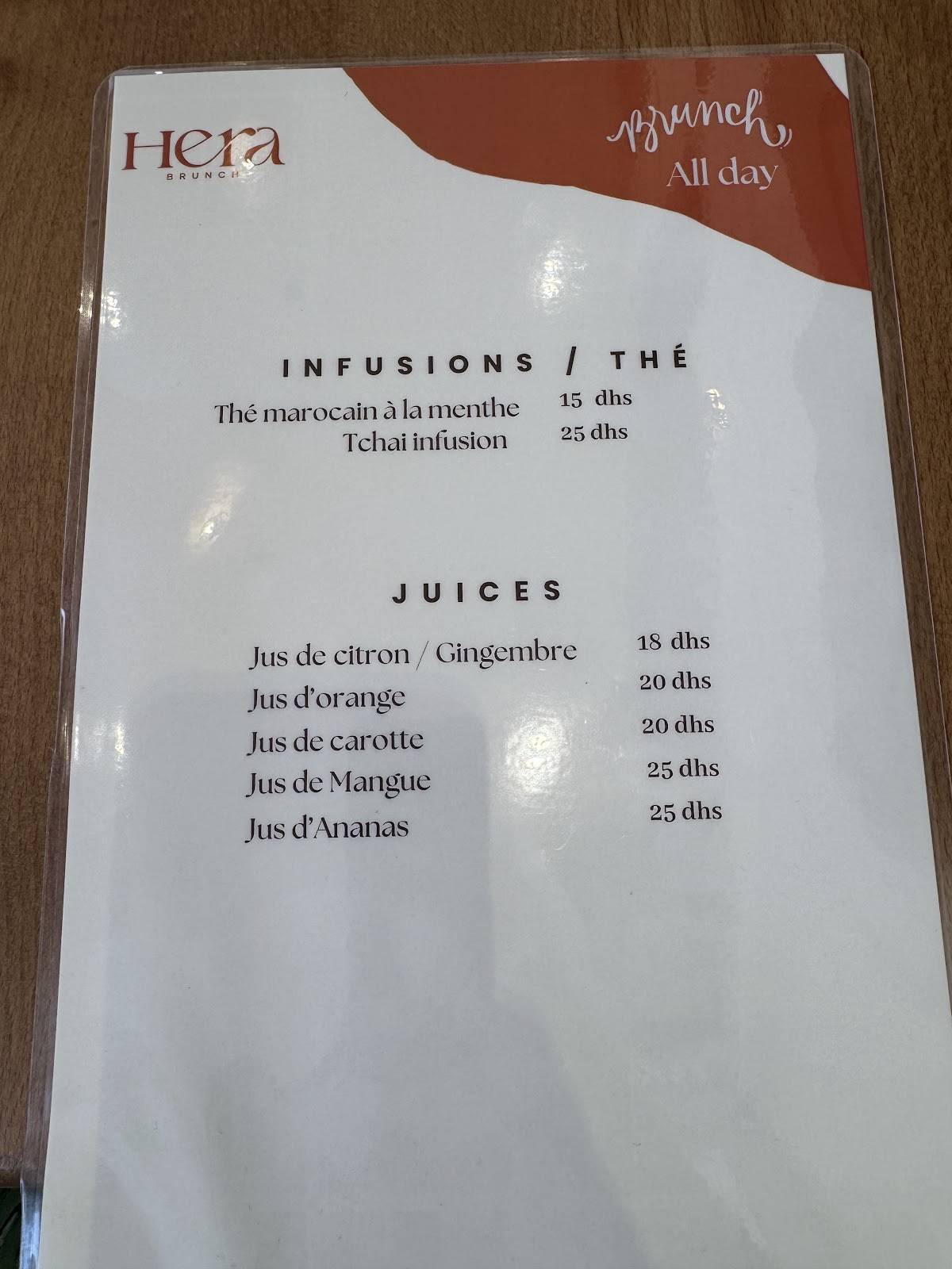 Menu de Hera Brunch