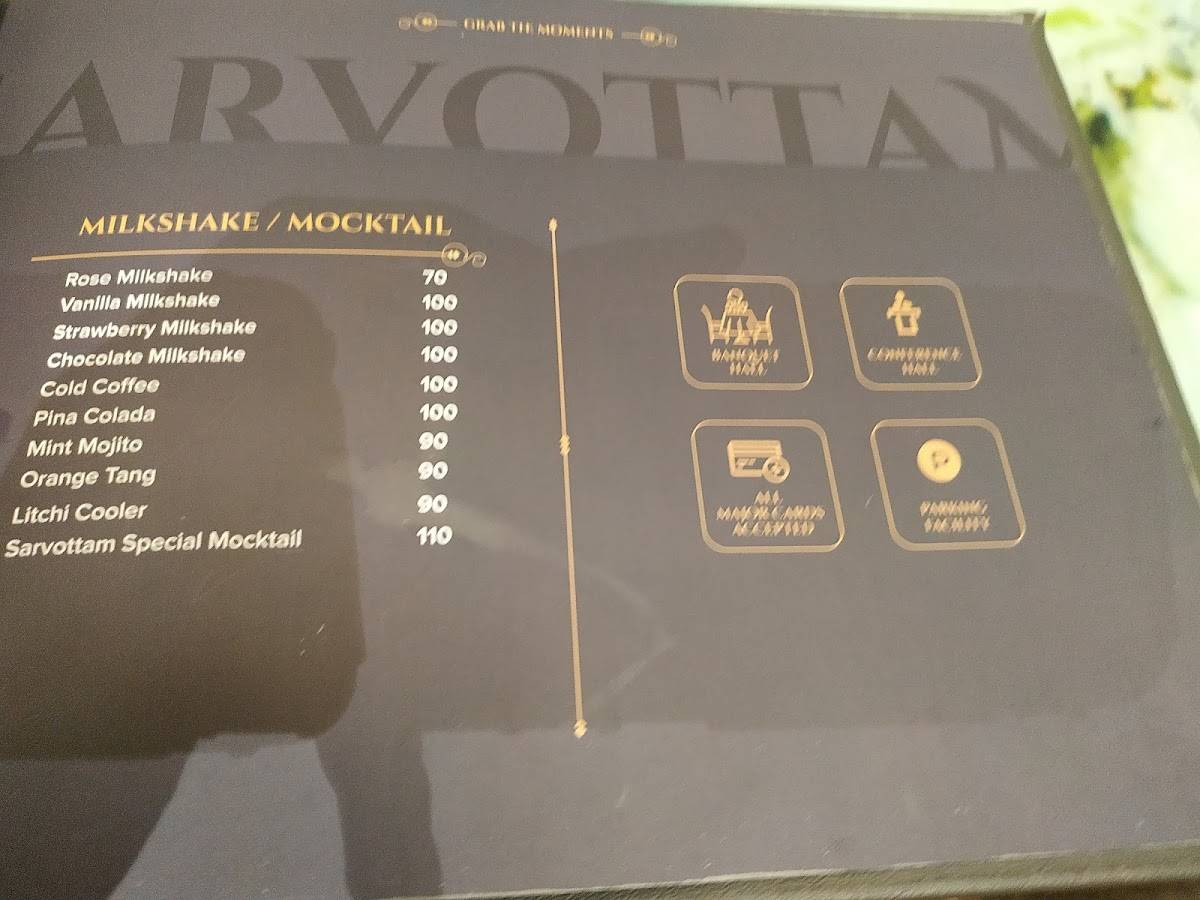 HOTEL SARVOTTAM menu