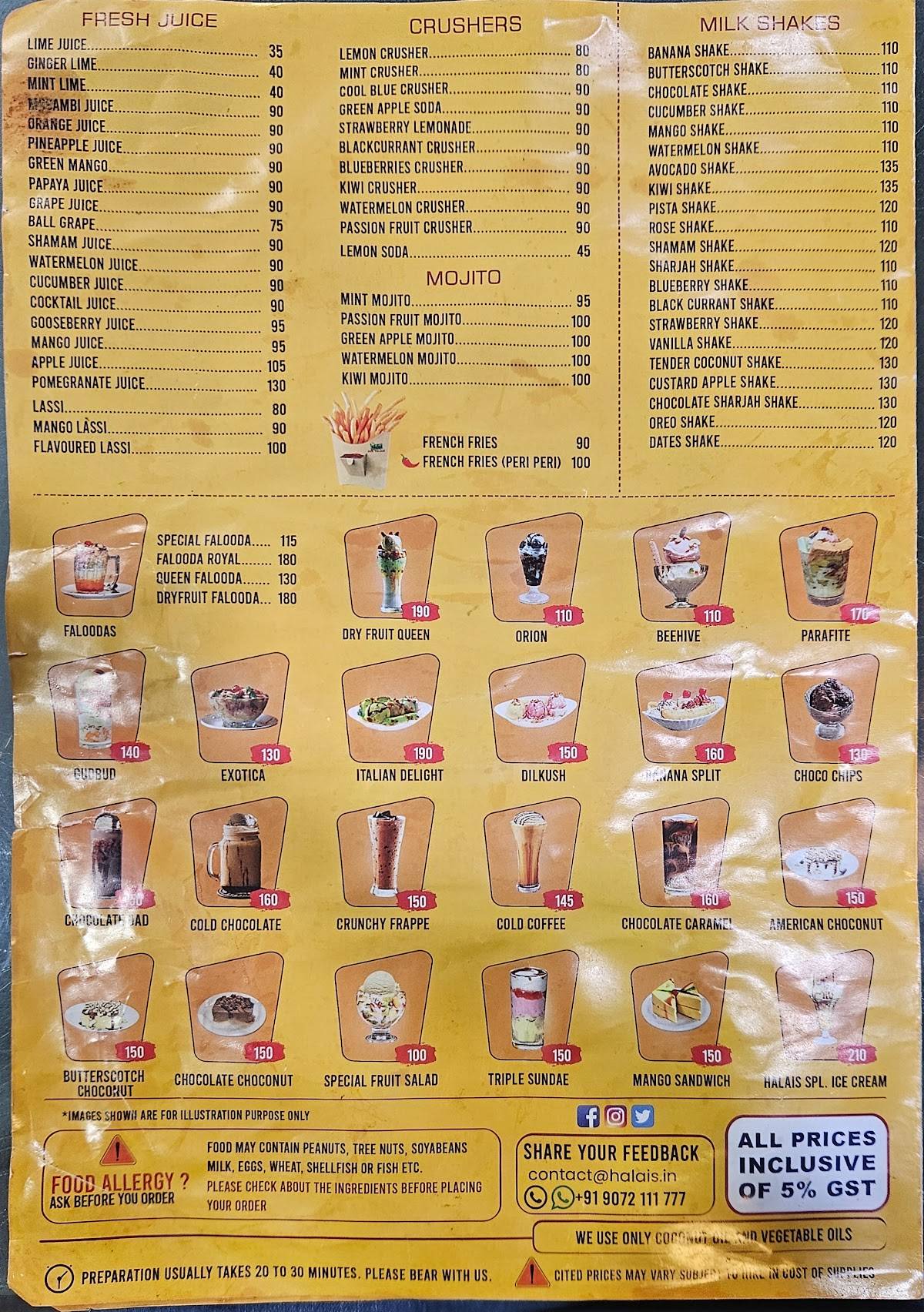 Halais Dum Biryani menu