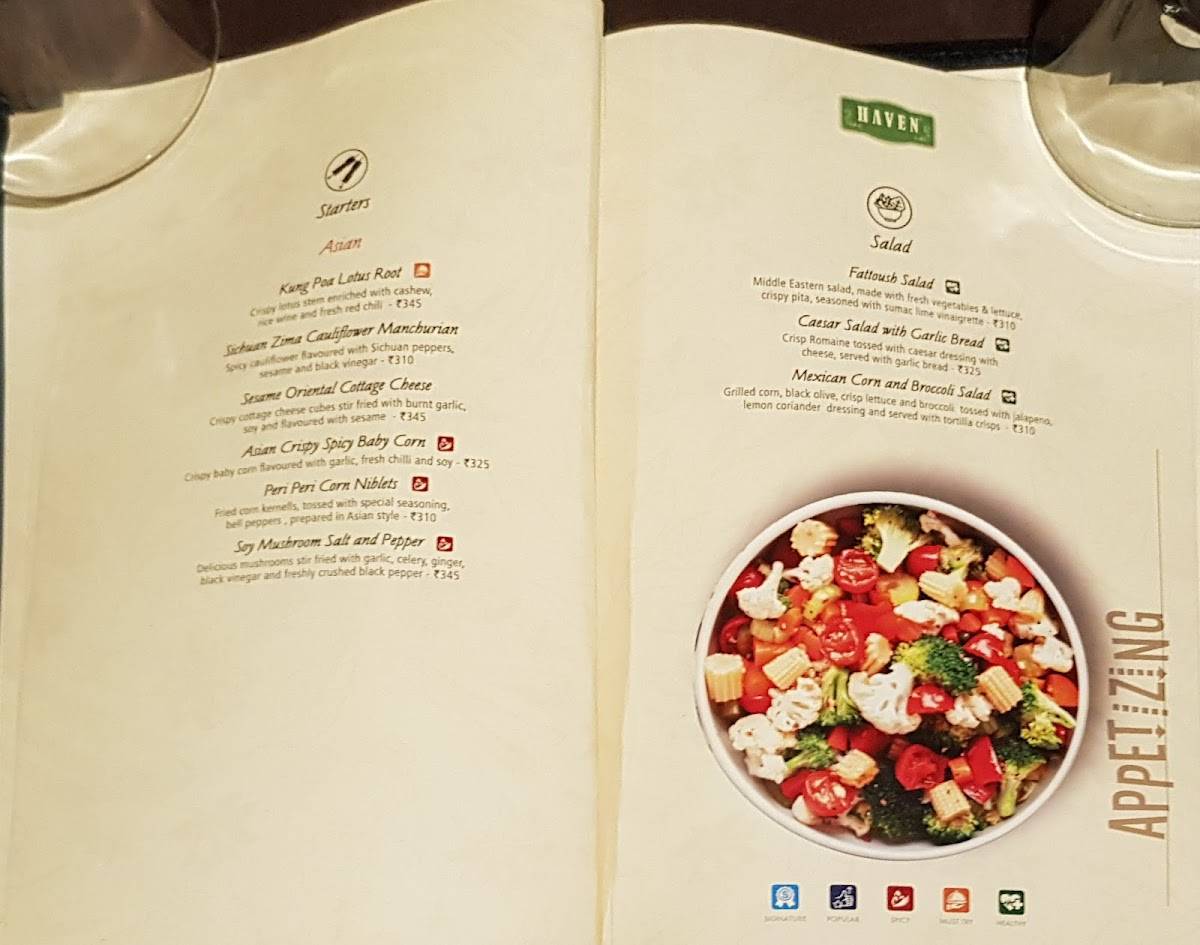 Haven Sampoorna - Vegetarian Restaurant menu