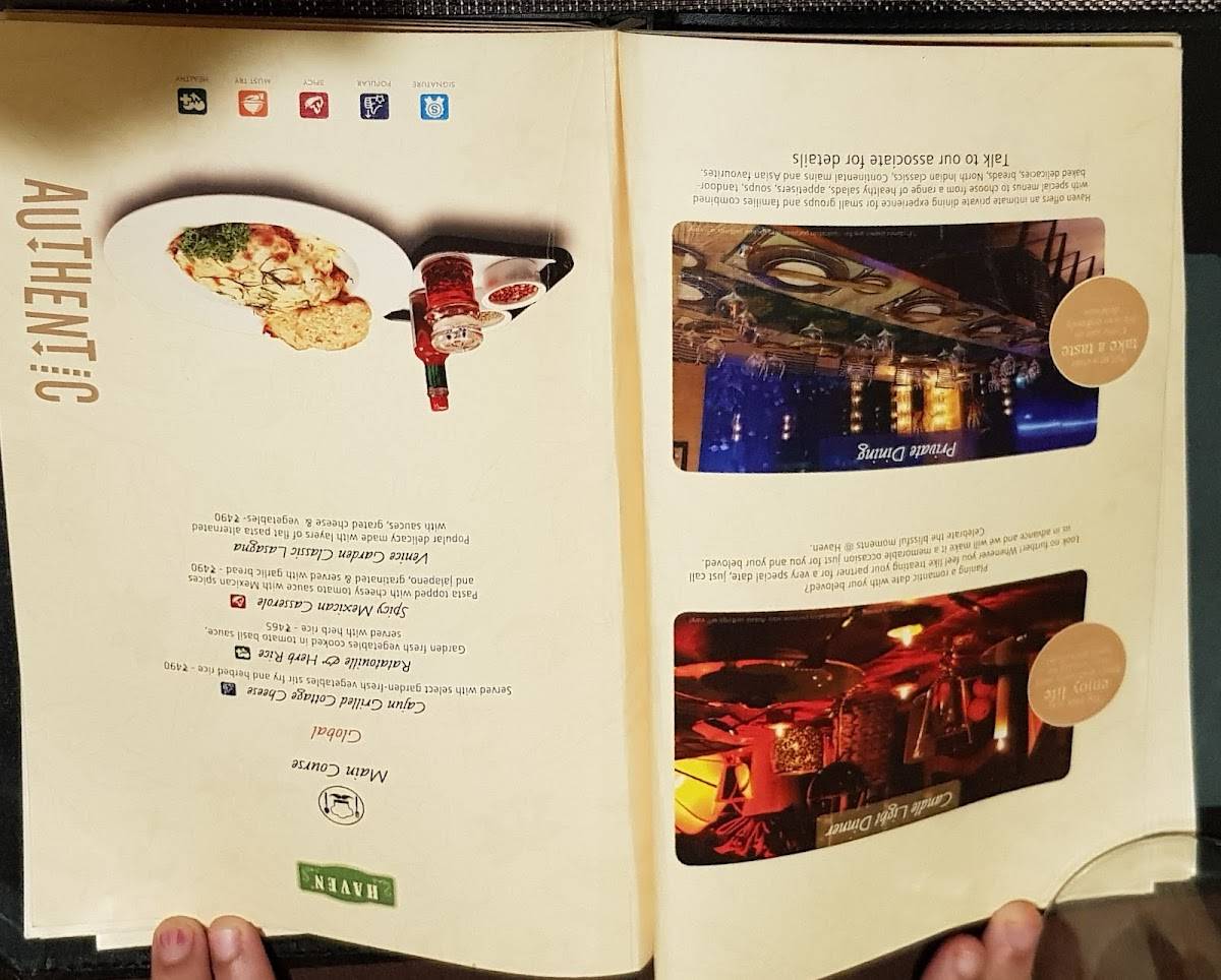 Haven Sampoorna - Vegetarian Restaurant menu