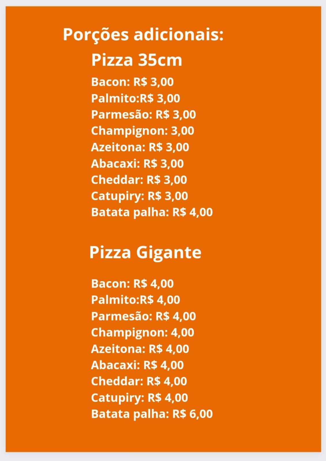 Help pizza cardápio
