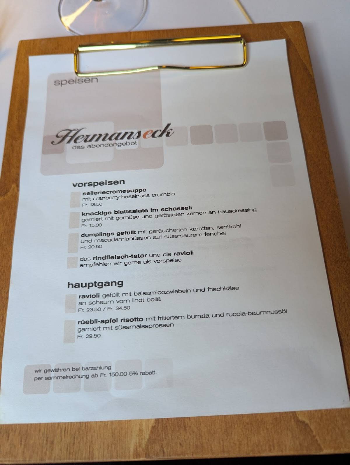 Menu di Hermanseck 