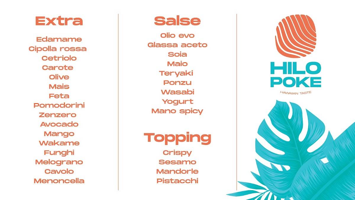 Menu di Hilo poke 