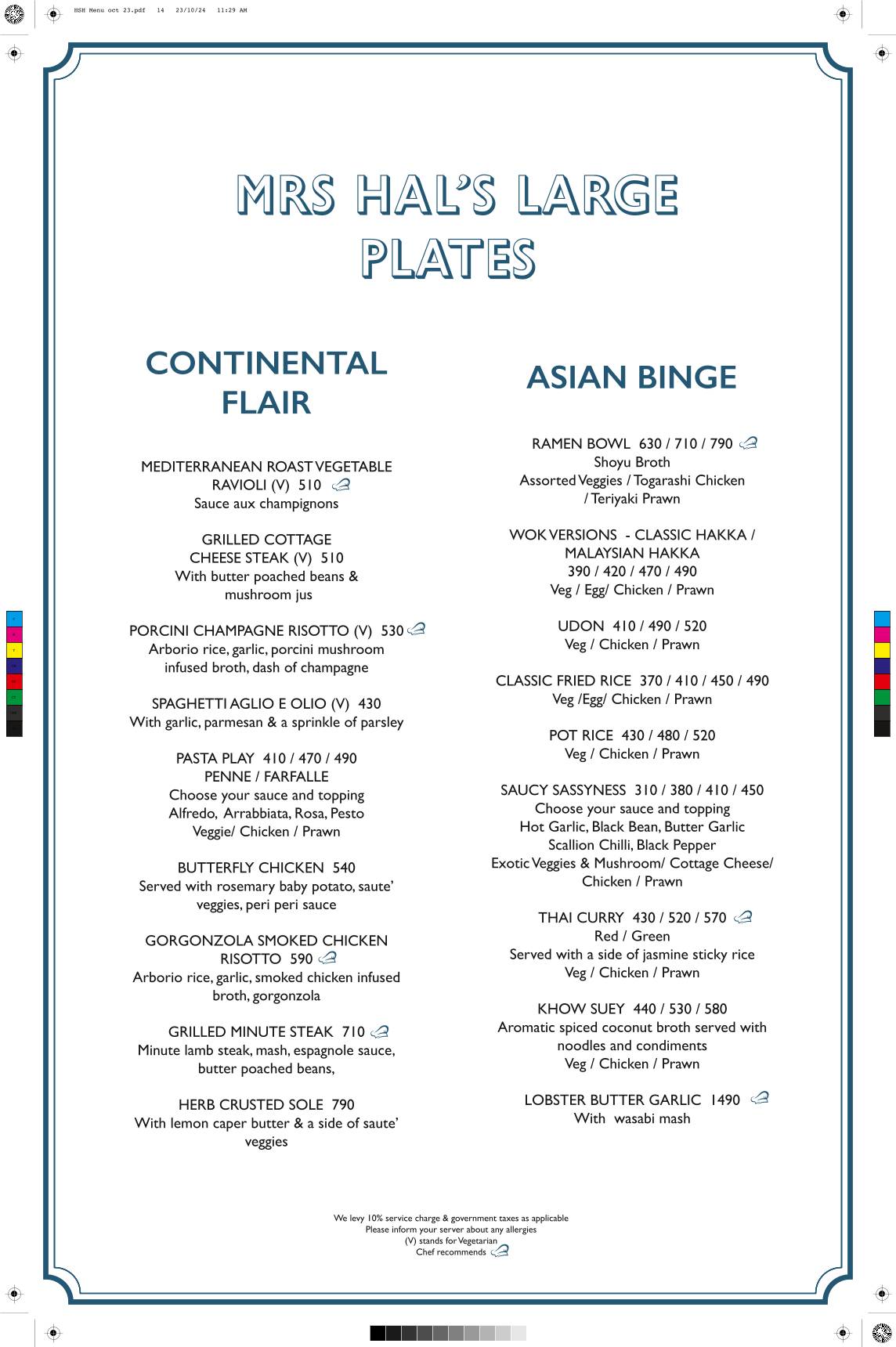 Penthouse at Home Sweet Home menu