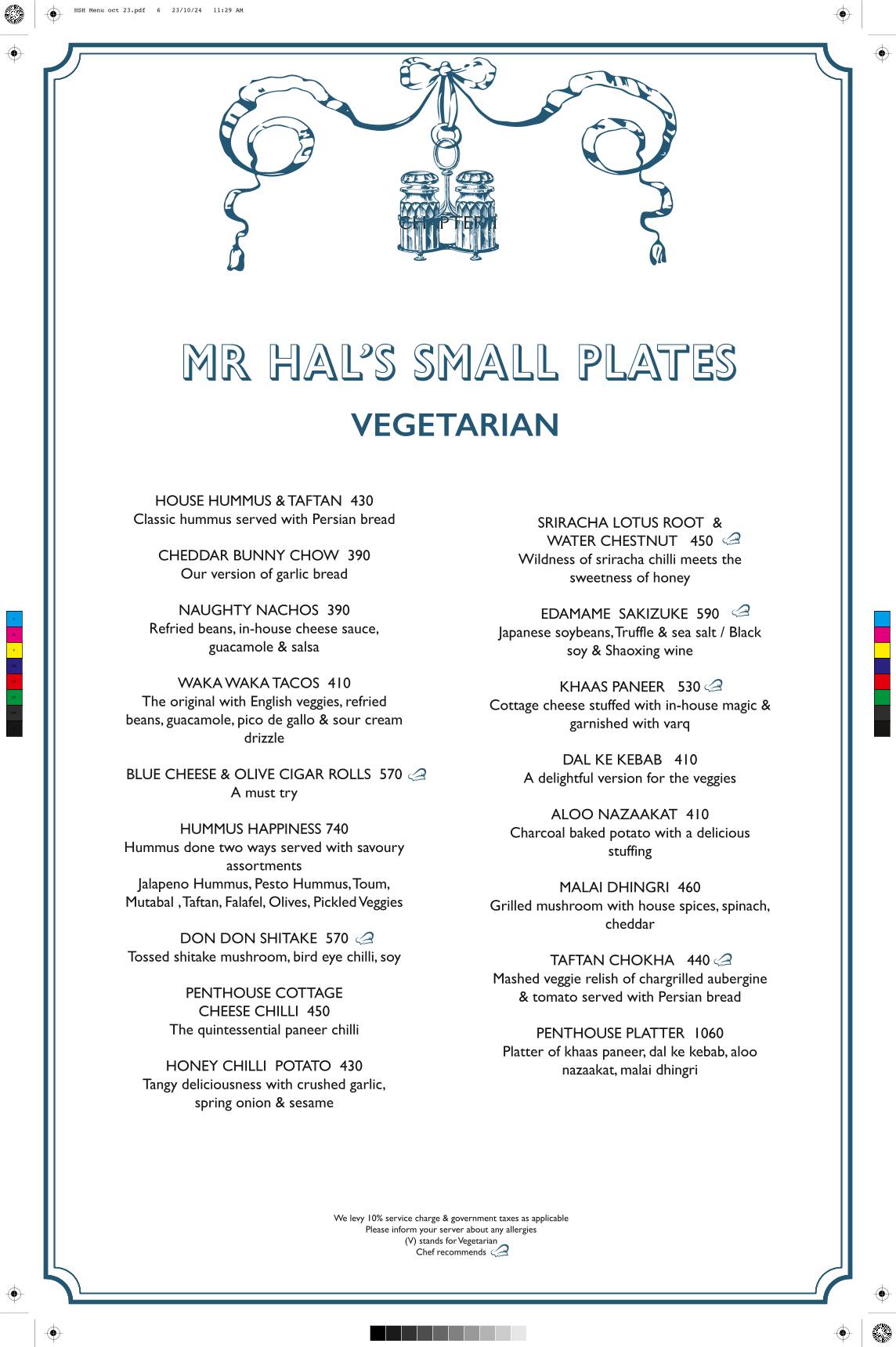 Penthouse at Home Sweet Home menu