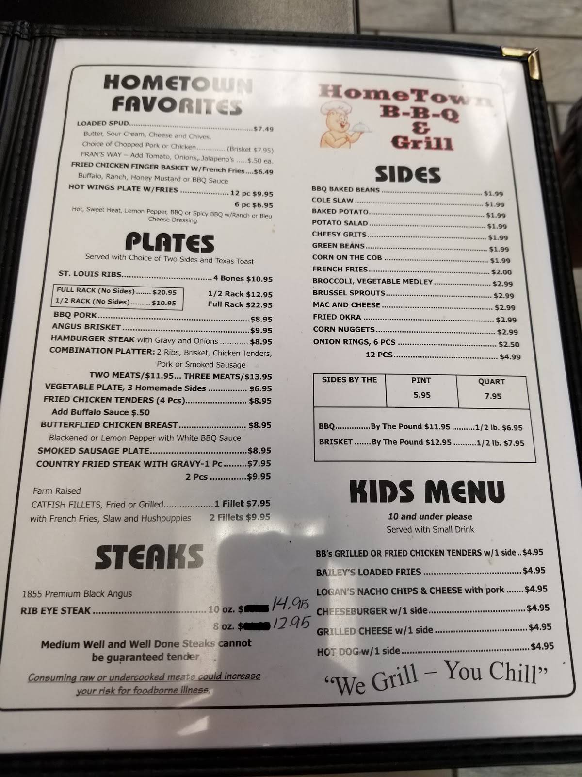 Menu at Hometown BBQ & Grill, Childersburg