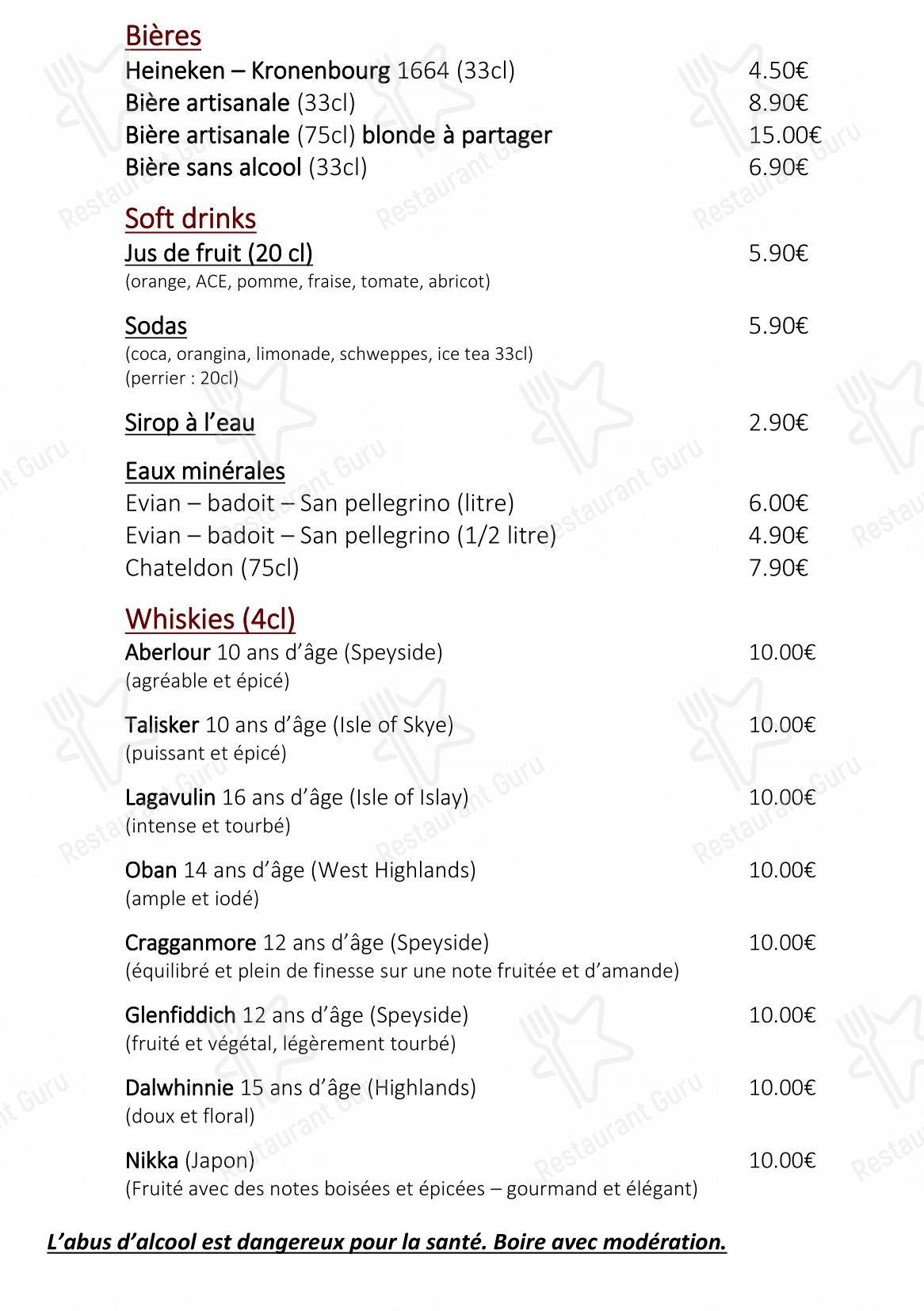 Menu bar pour La Table D’Héloïse dans Cluny