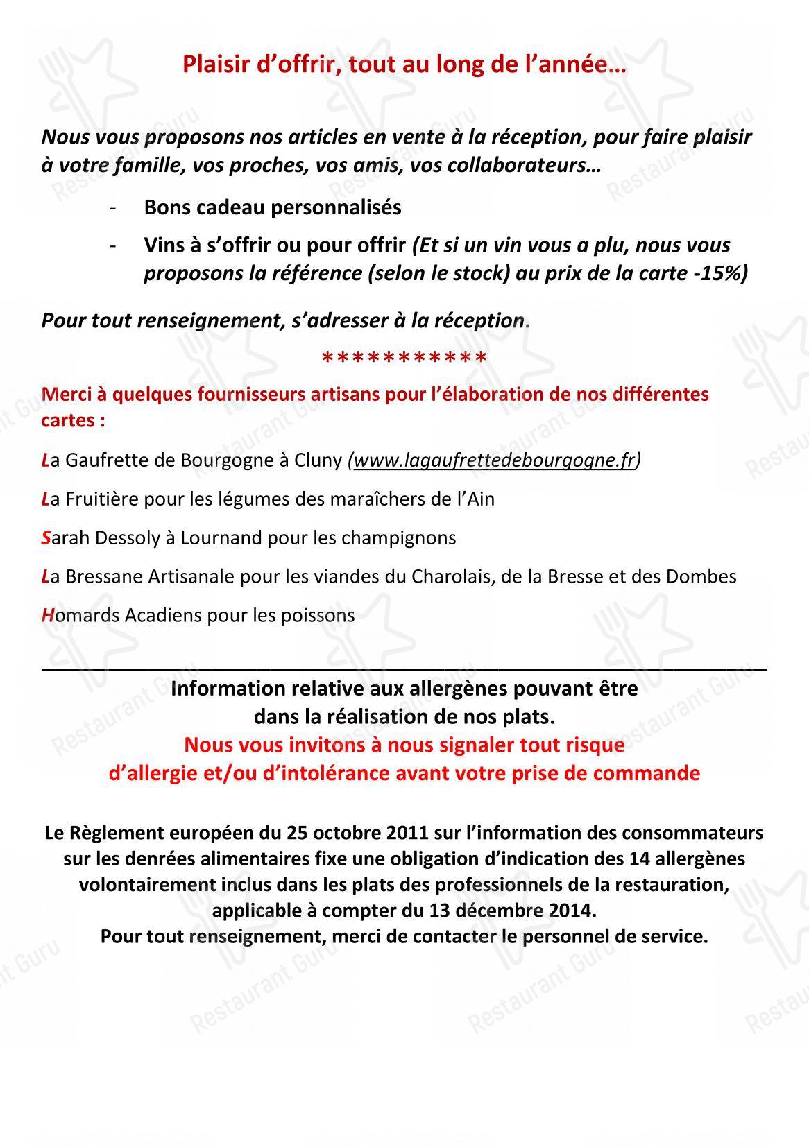 Menu pour La Table D’Héloïse - Menu bar