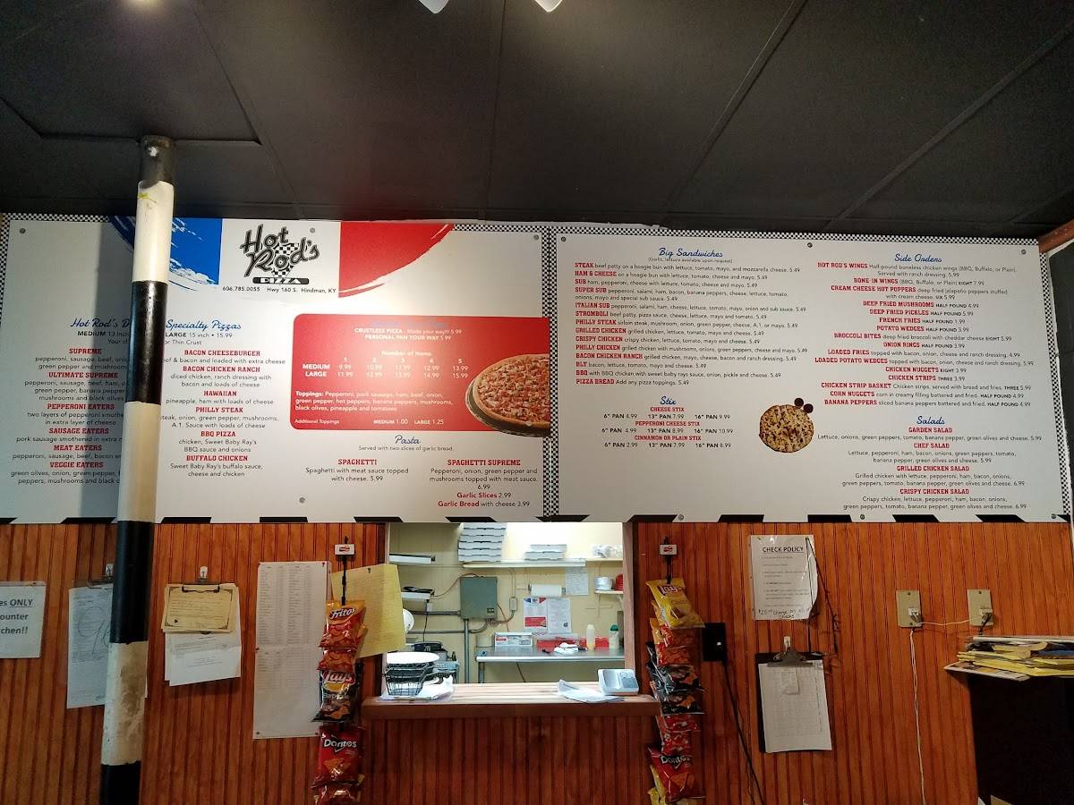 Menu at Hot Rod Pizza pizzeria, Hindman