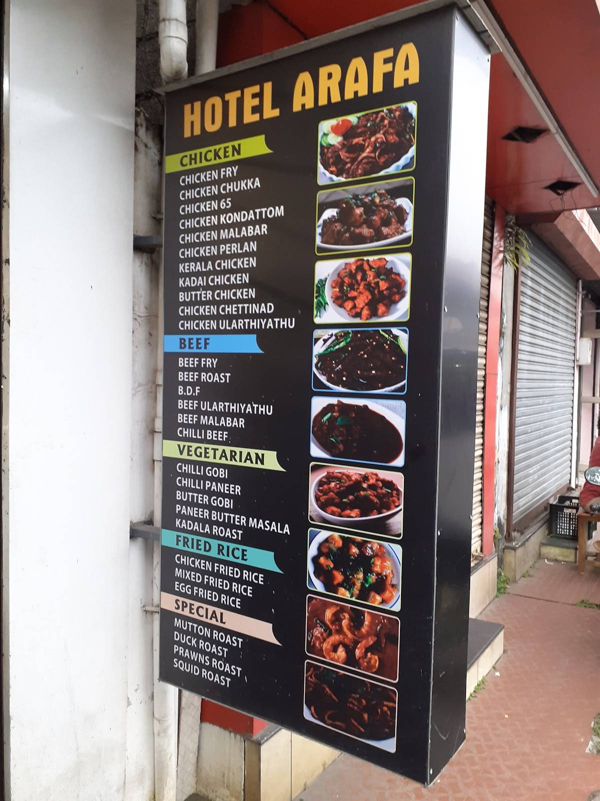 Hotel Arafa menu