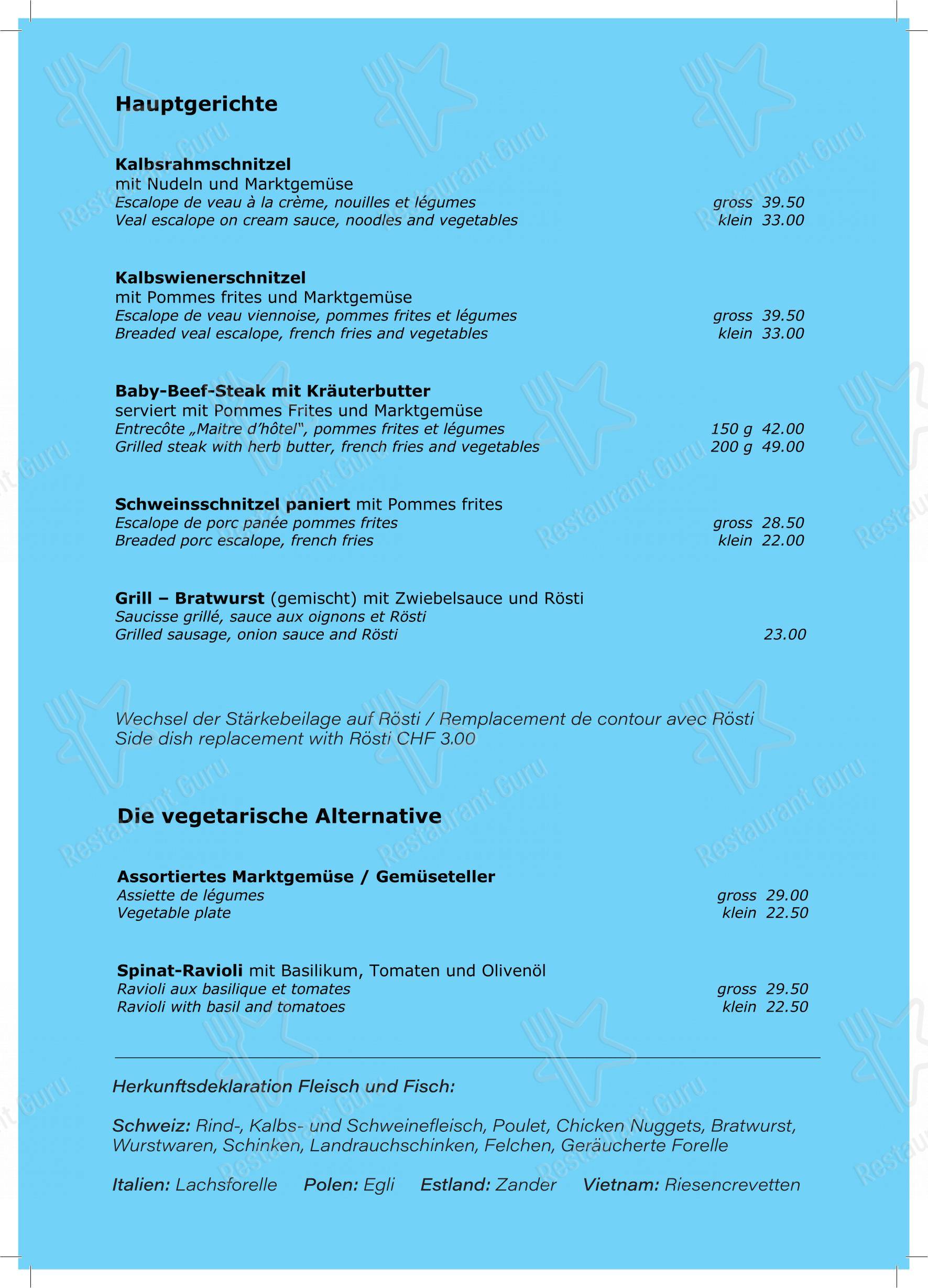 Menu per Hotel Chalet Du Lac in Iseltwald