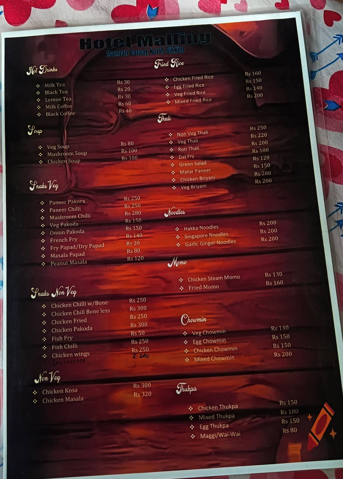 Hotel Malling Residency menu
