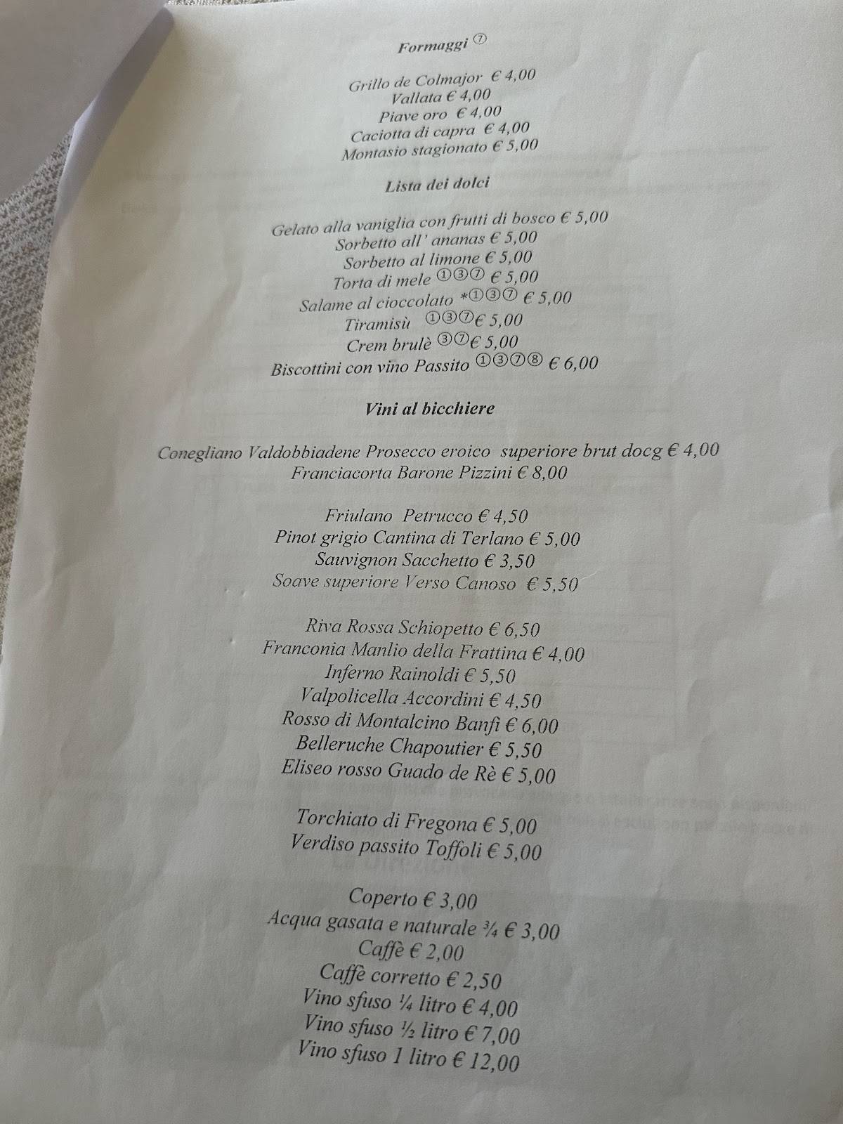 Menu di Ristorante Hotel da Tullio 