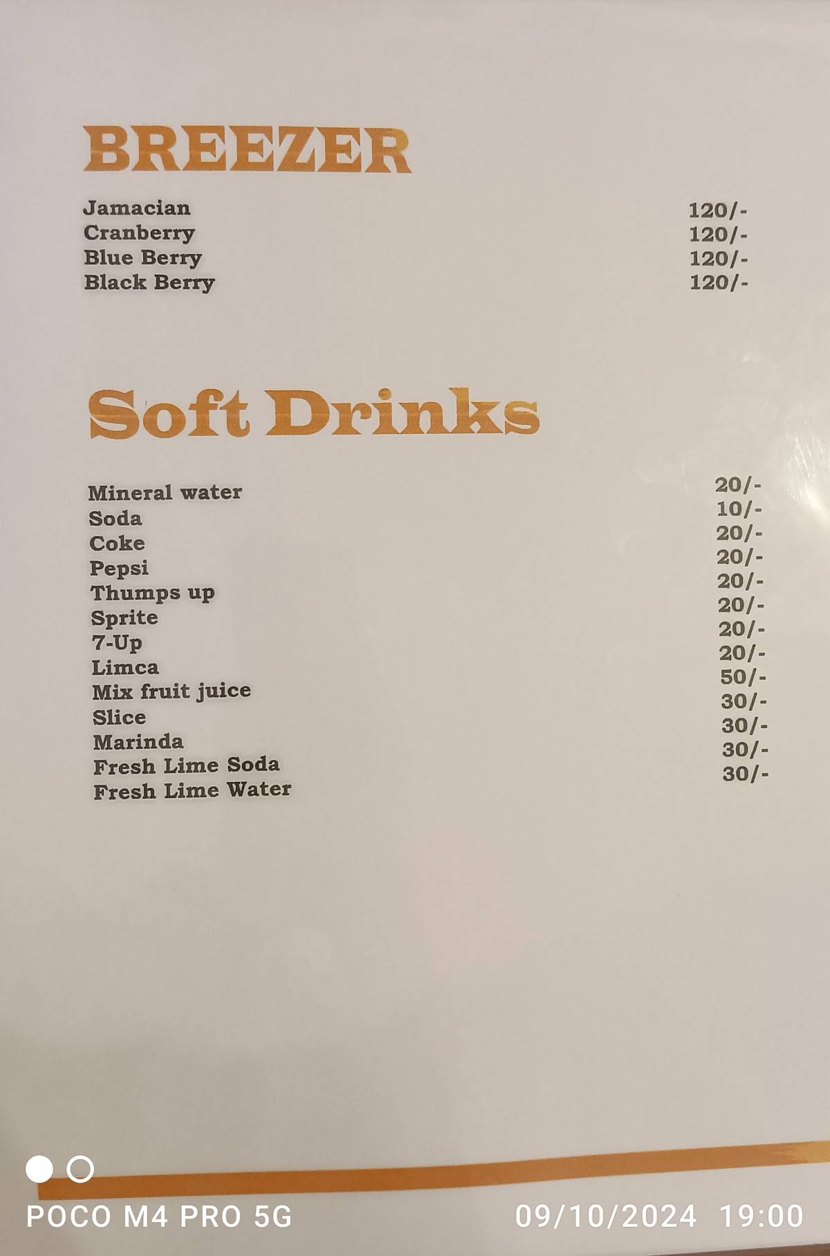 Hotel Saidham Family Restaurant 1st Floor menu