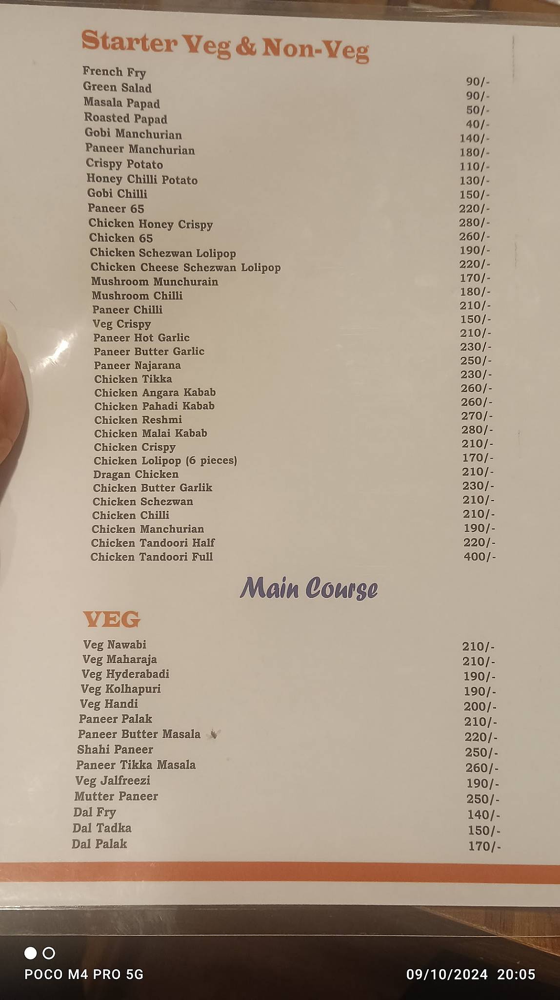 Hotel Saidham Family Restaurant 1st Floor menu