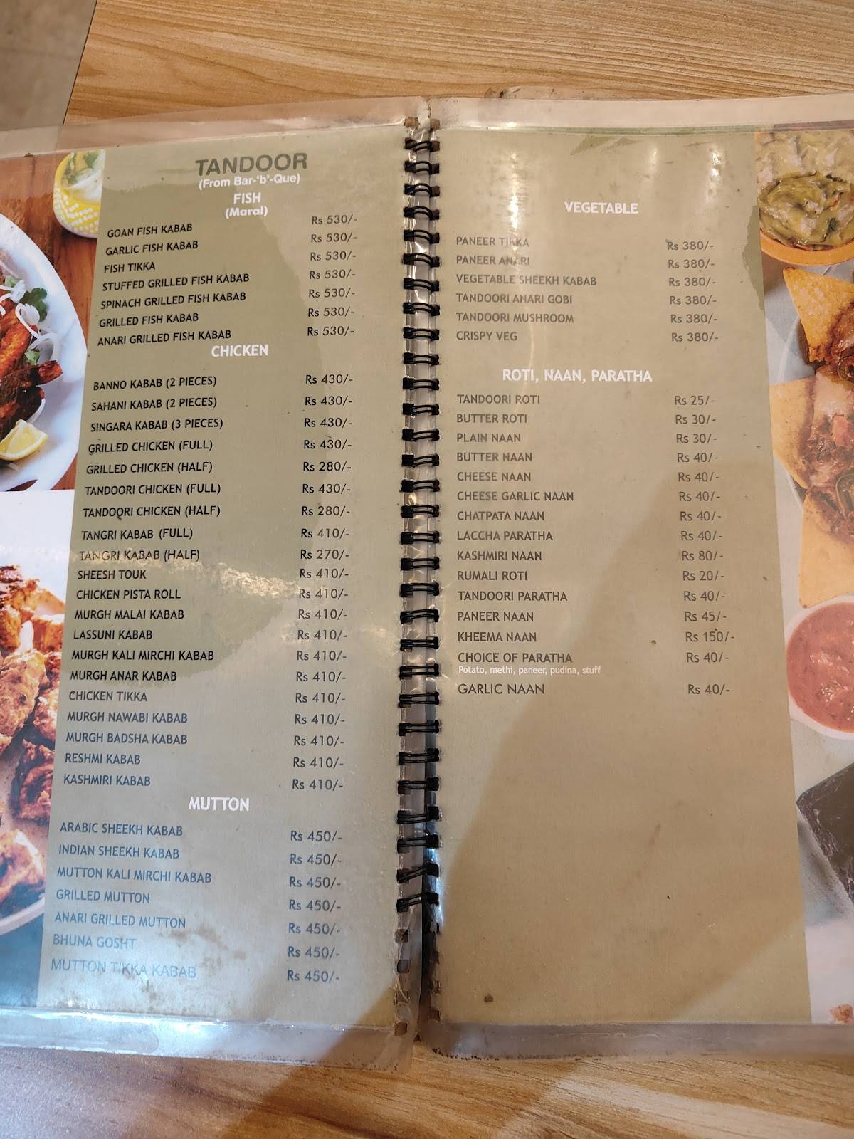 Hotel Shezan Exhibition Ground menu