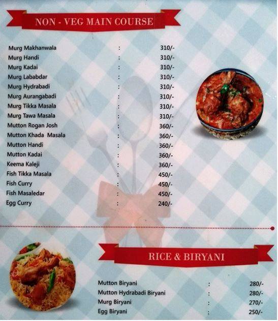 Hotel Holiday and the Cliff menu