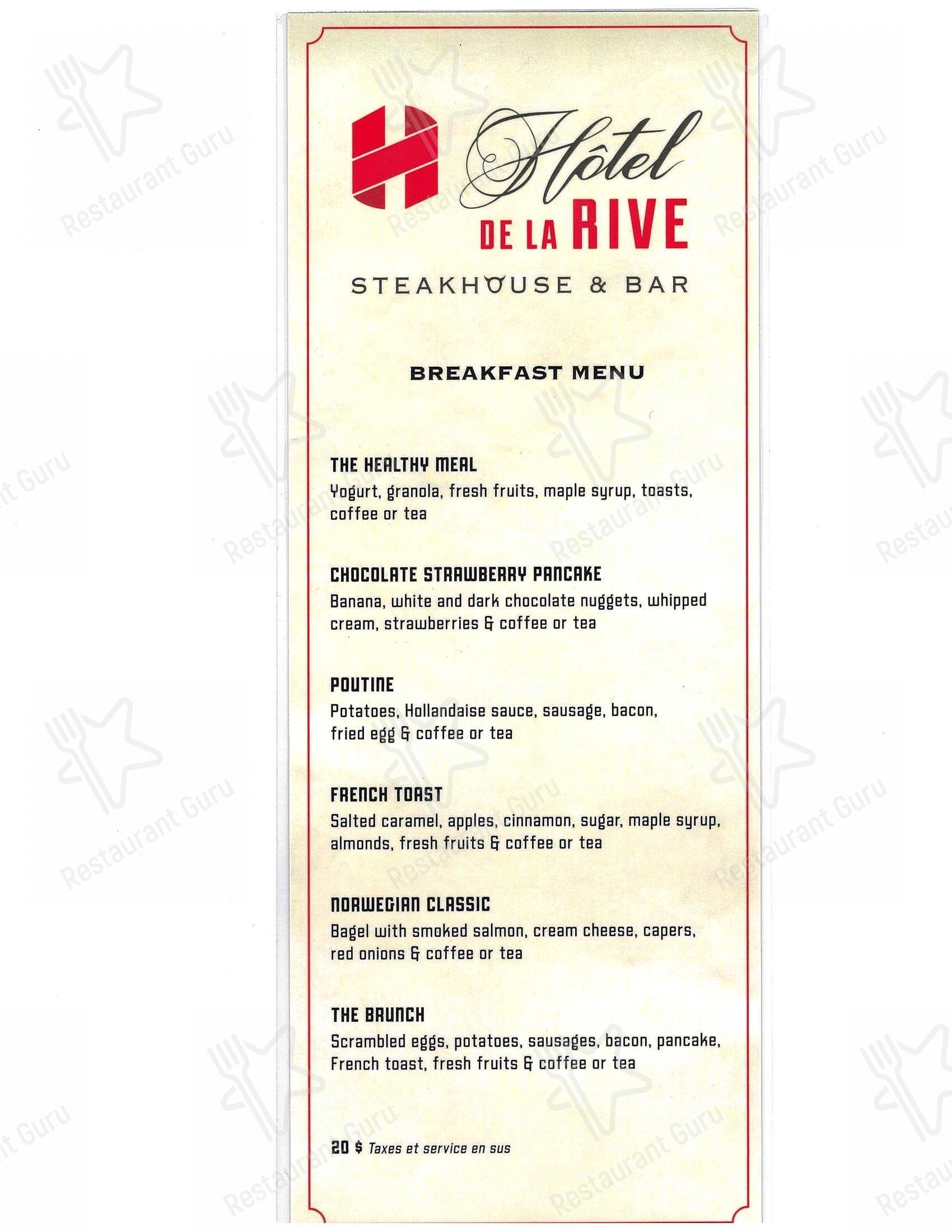 Hotel de la Rive Steakhouse & Bar dans Sorel-Tracy - 菜单