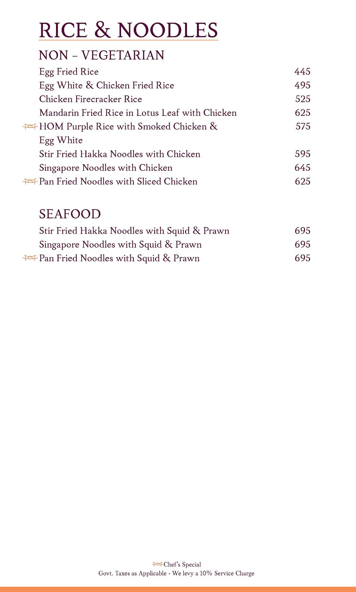House of Mandarin Bandra menu