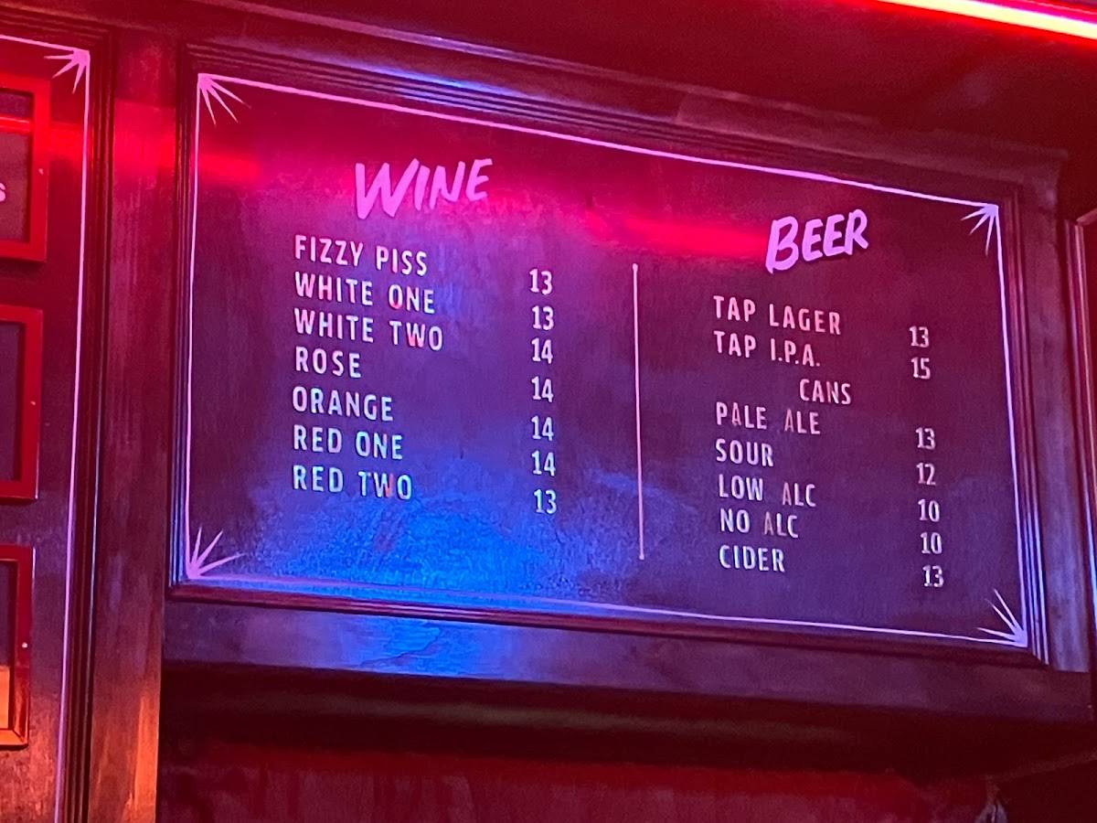 Menu at Humdinger pub & bar, Wellington