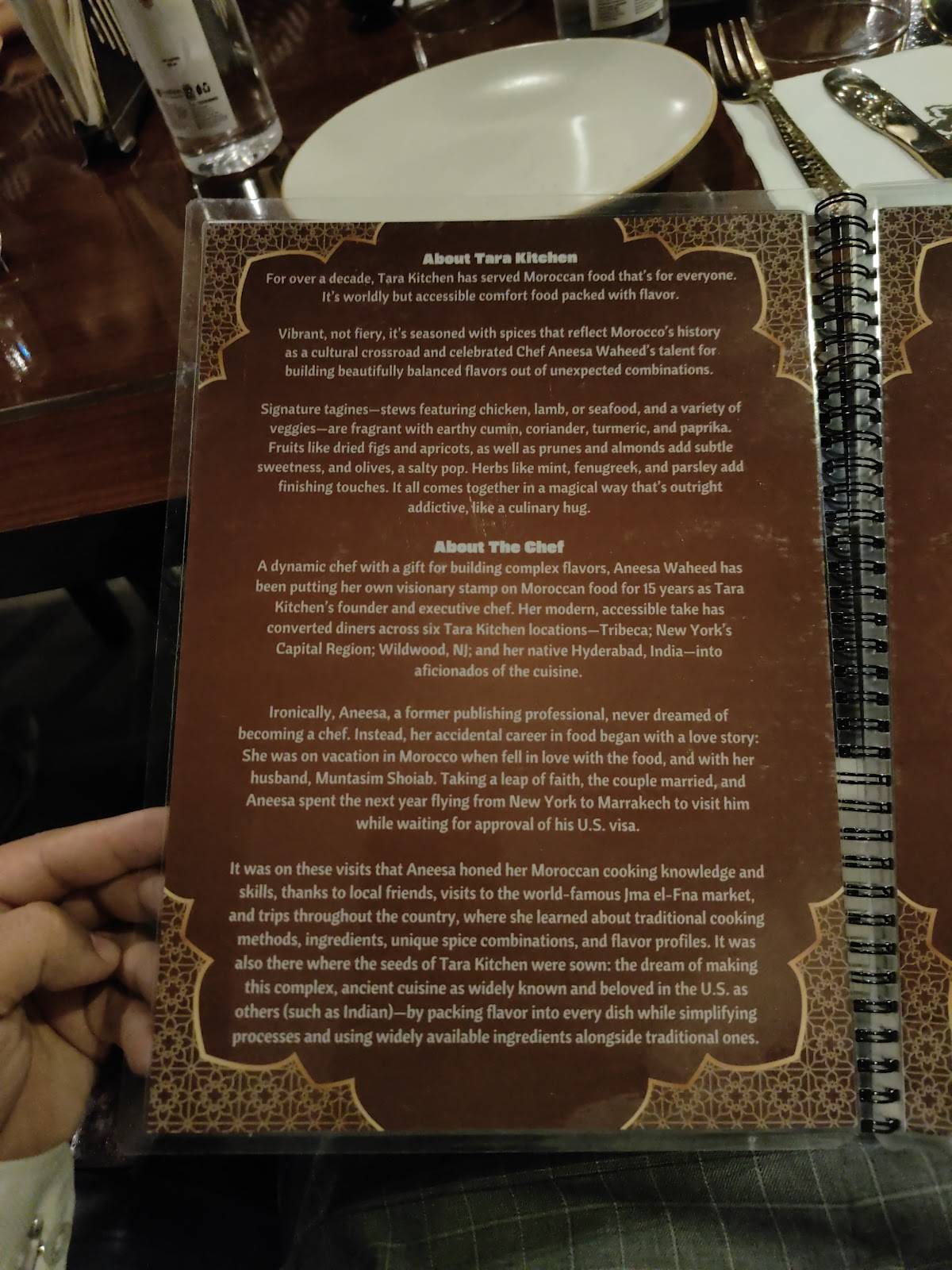 Tara Moroccan Kitchen menu