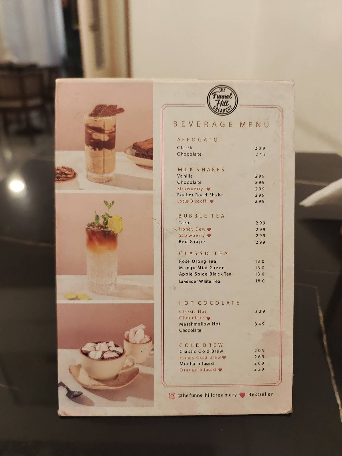 The Funnel Hill Creamery menu