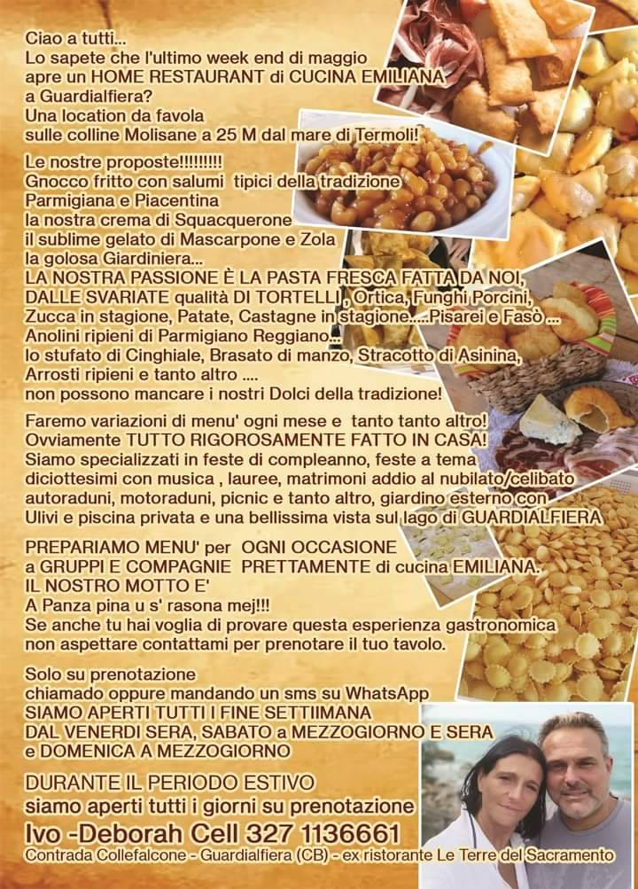 Menu di Home Restaurant I SAPORI DELL 'EMILIA 