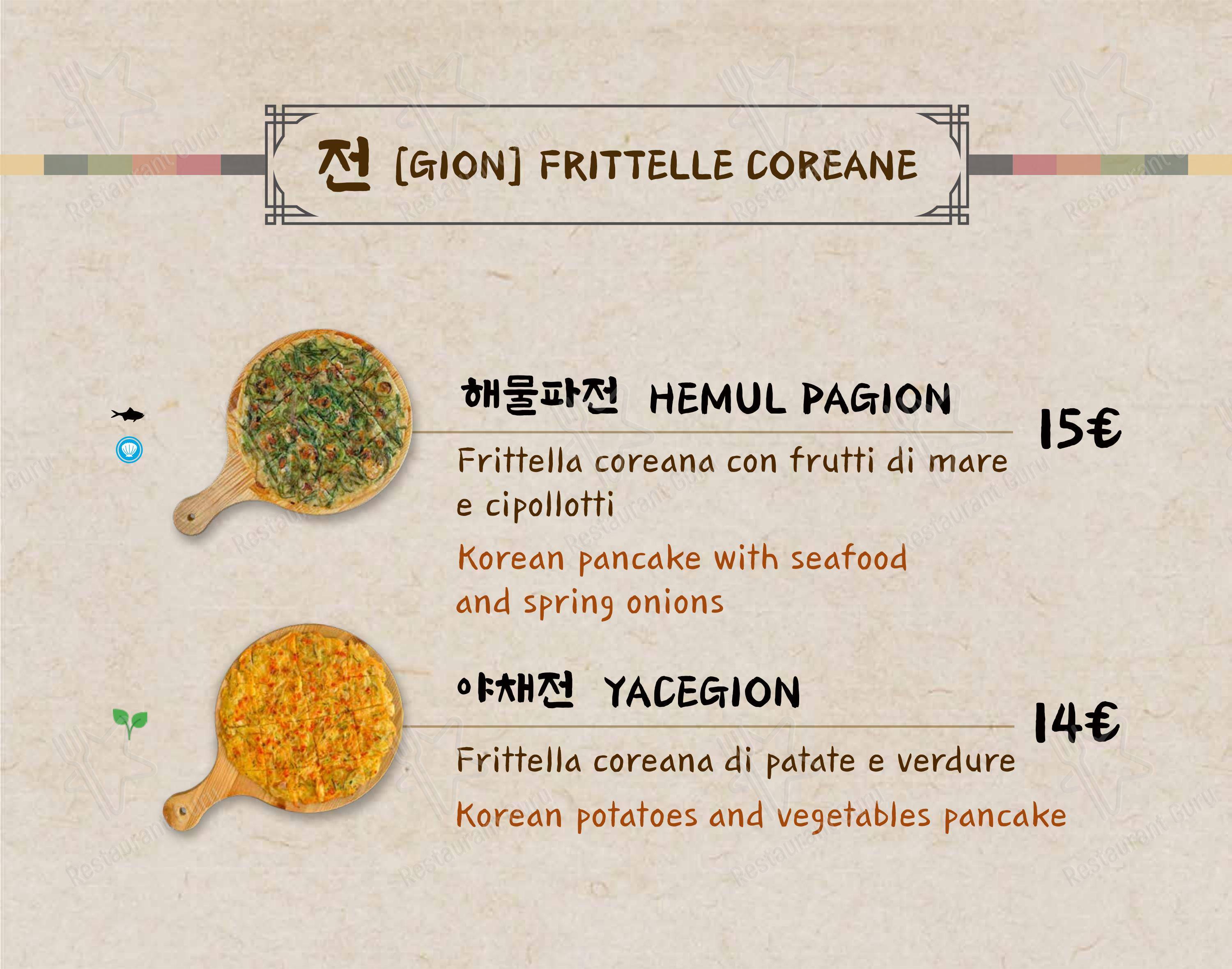 Menu per IGIO Ristorante Coreano Roma ristorante