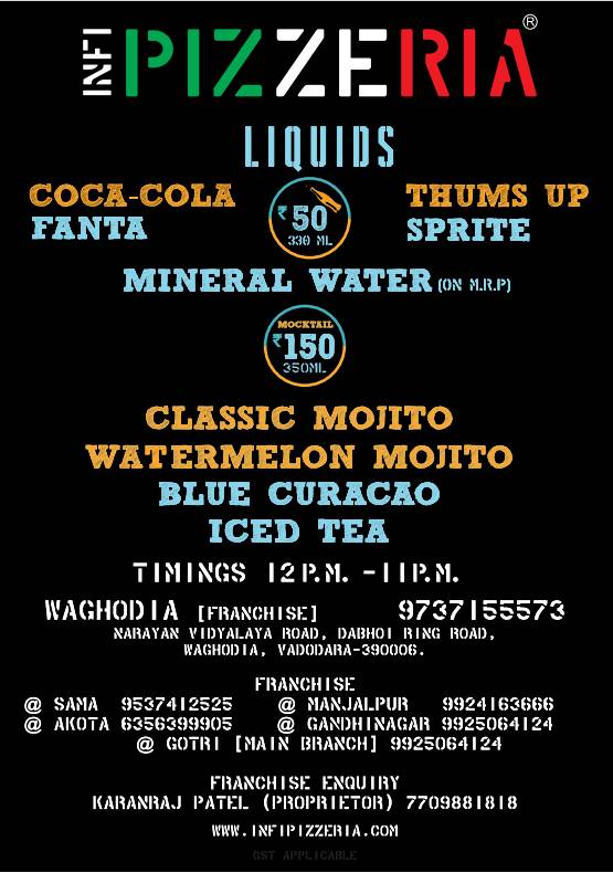 INFI PIZZERIA WAGHODIA menu