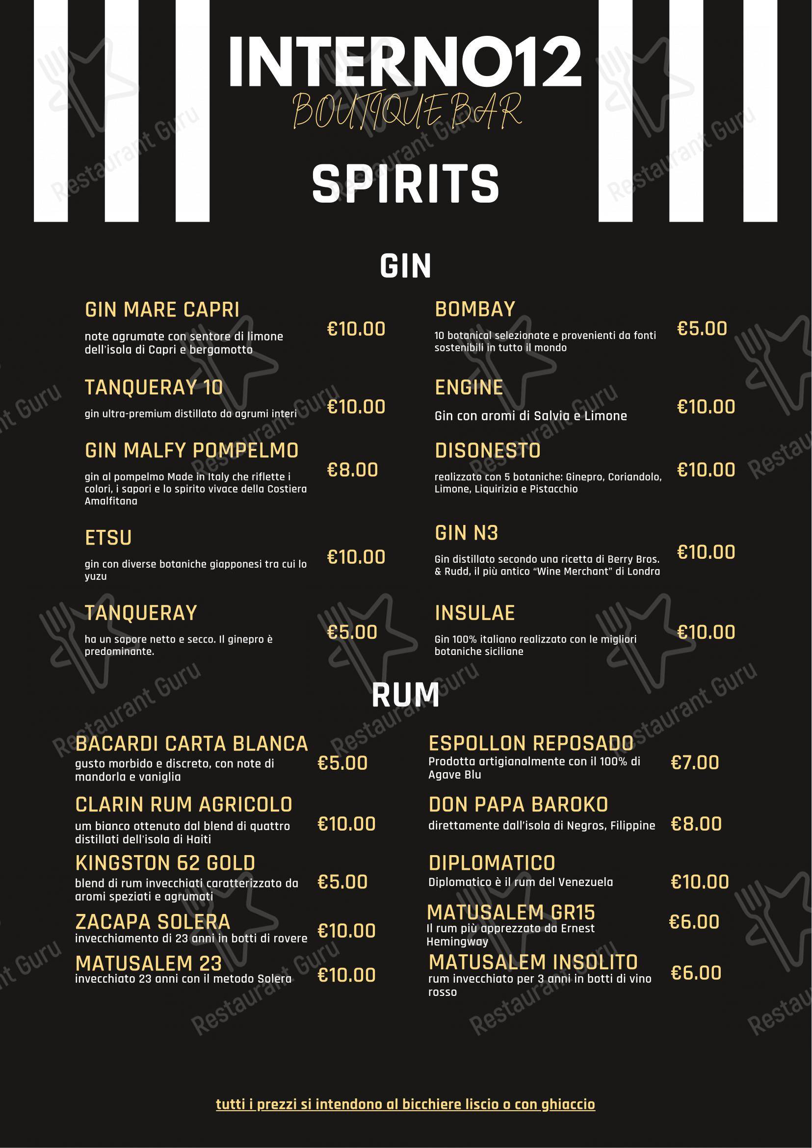 Interno12 in Bari - Menu