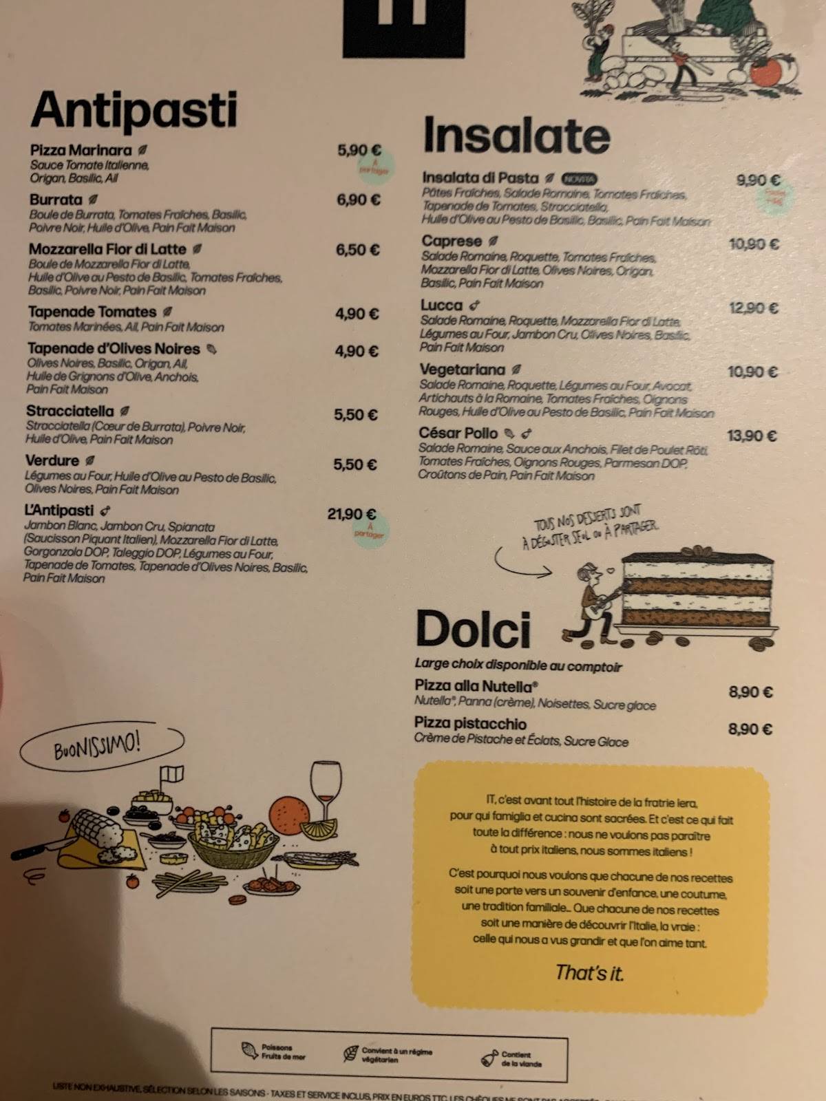 Menu de It - Italian Trattoria Rouen