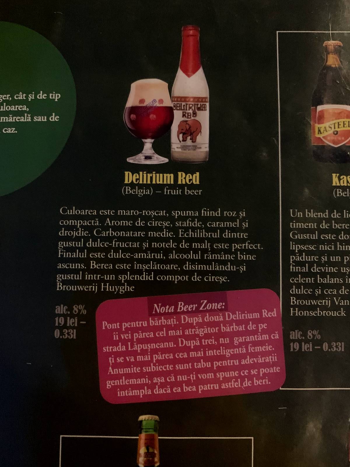 Menu at Beer Zone, Iași