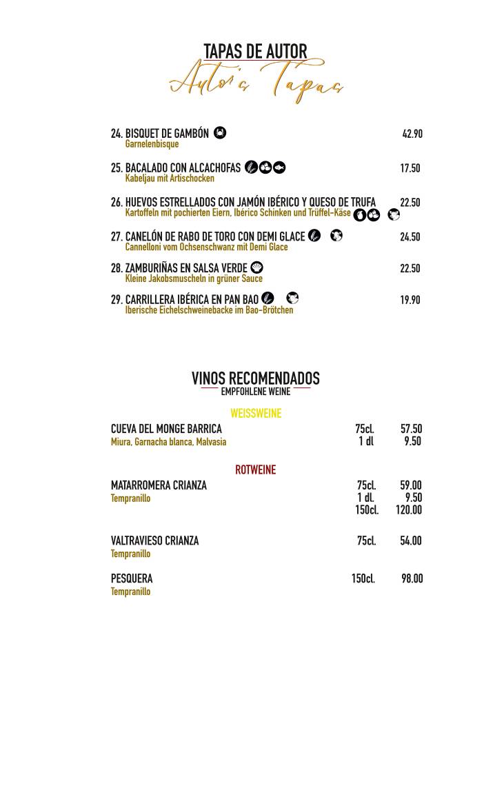 Menu di Iberia Tapas 