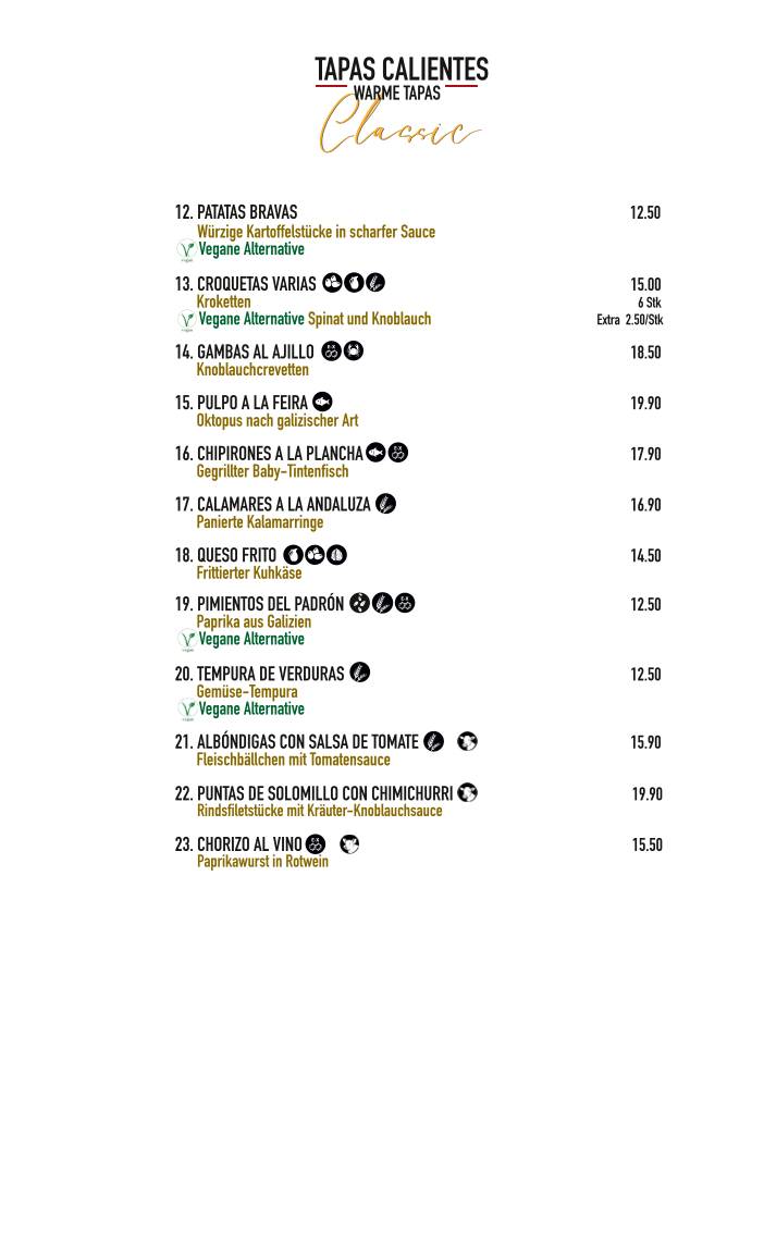 Menu di Iberia Tapas 