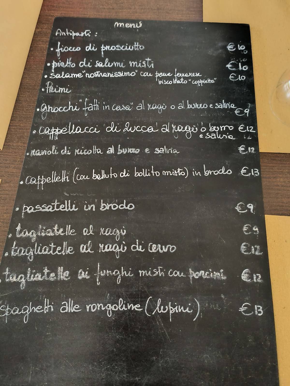 Menu di "Il Bianco", Ristorante, Bar 