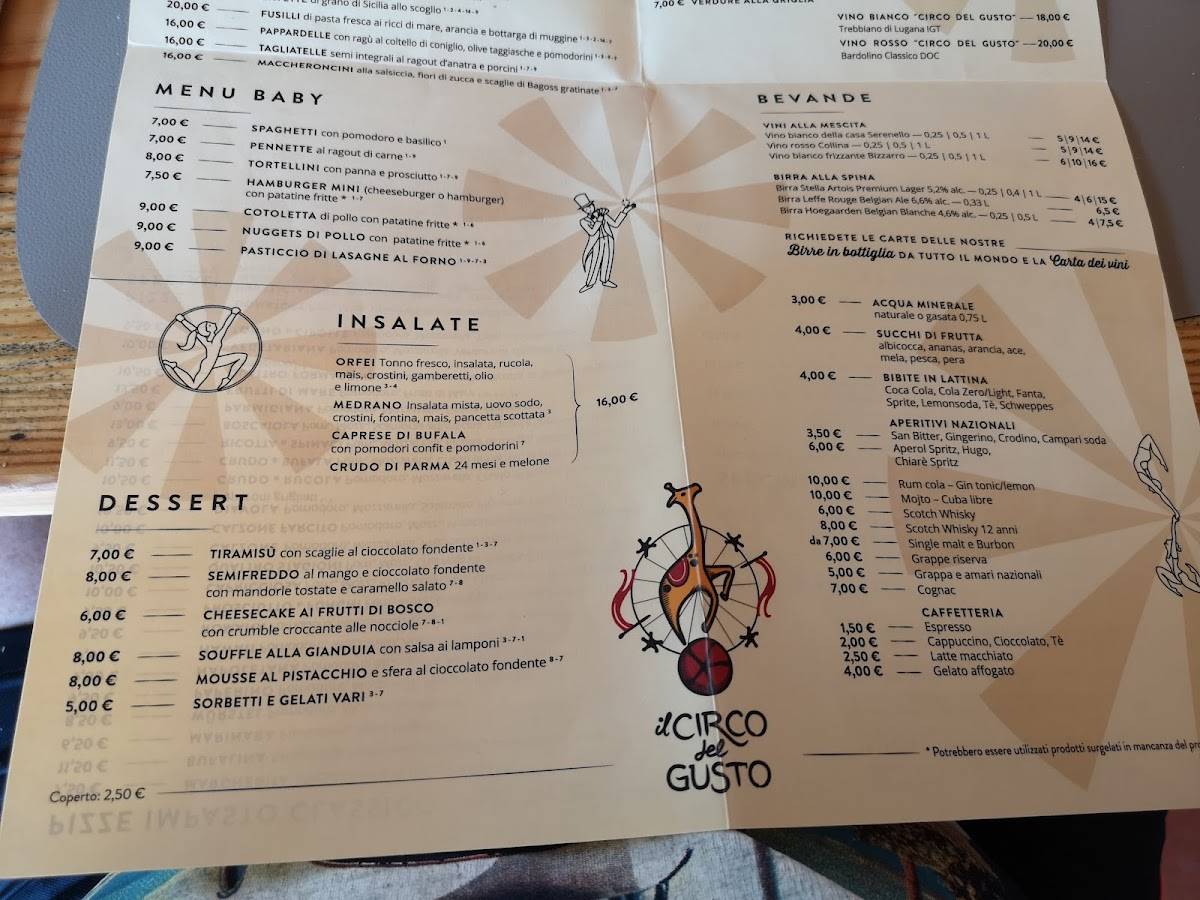 Menu di Il Circo del Gusto 