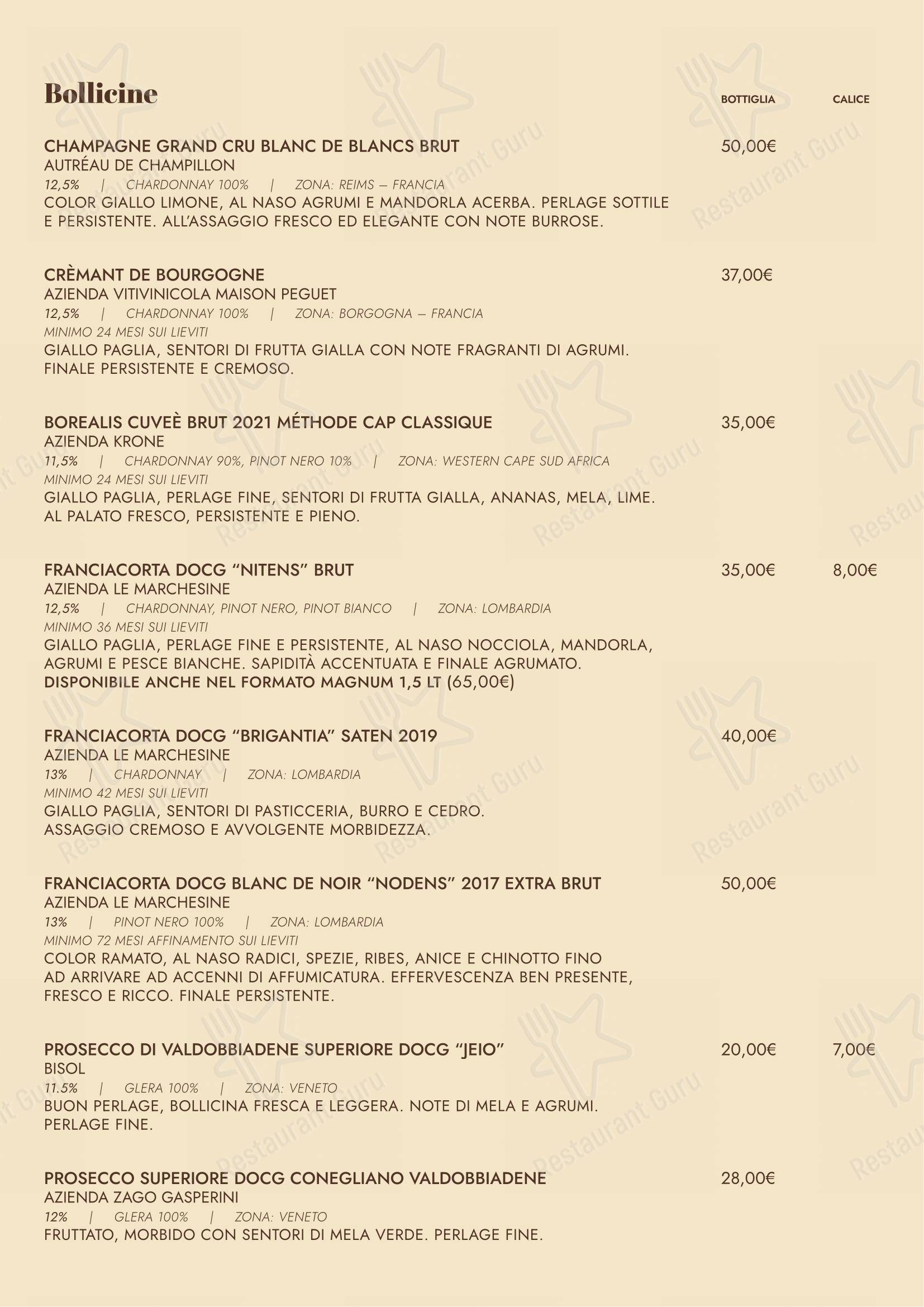 Menu bar per Il Pane di San Saba in Roma
