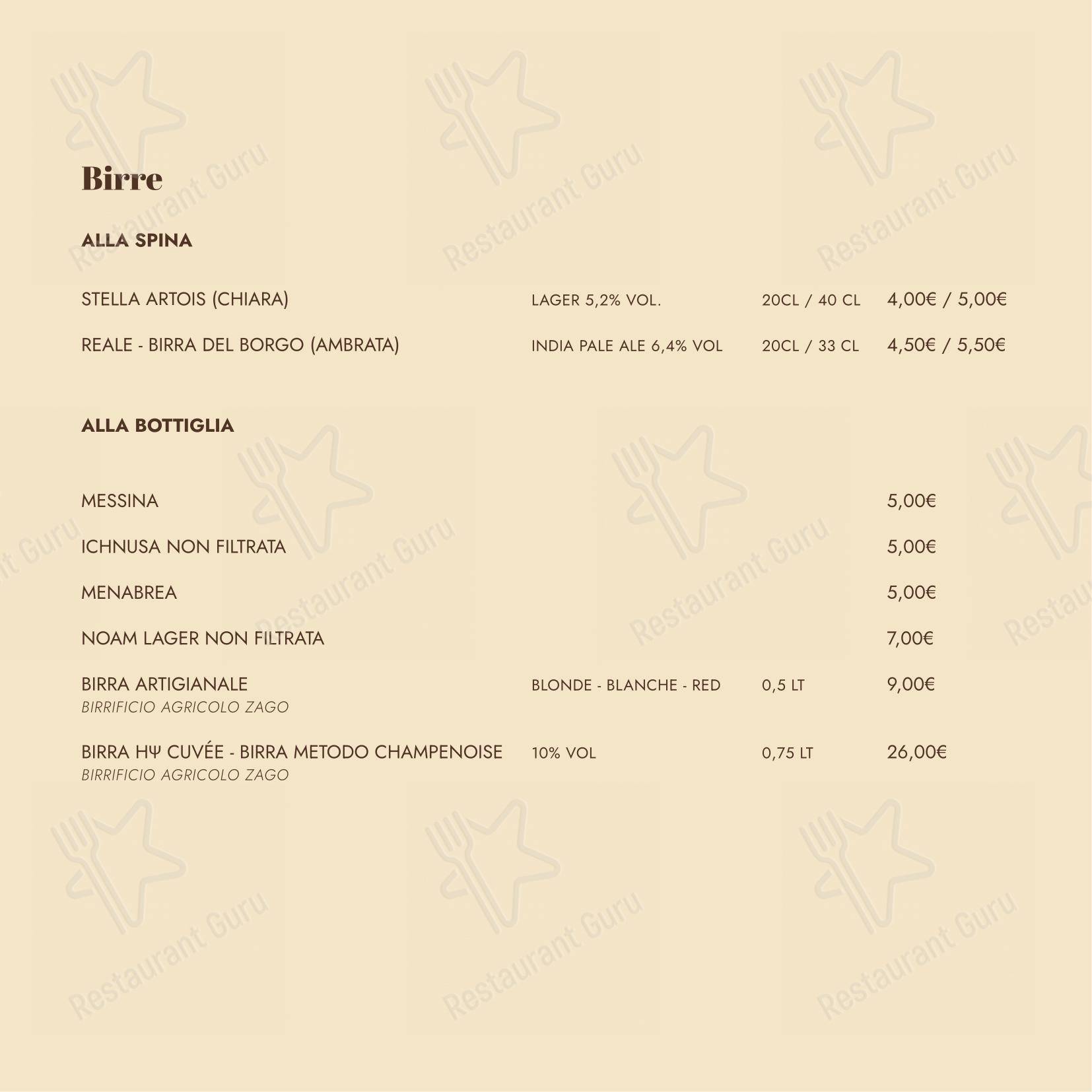Menu per Il Pane di San Saba pizzeria