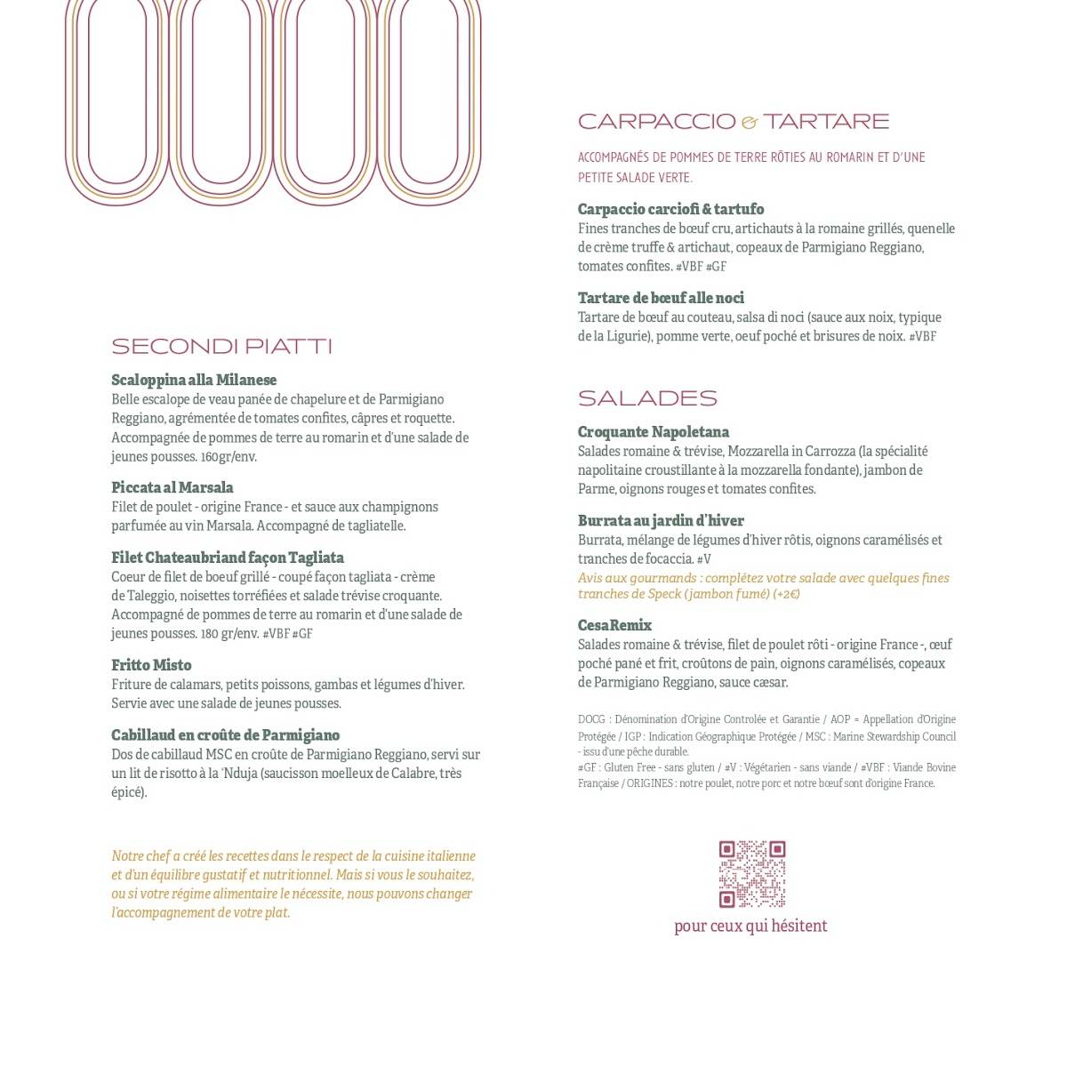 Menu de IL RISTORANTE - Le restaurant Italien de Bordeaux-Mérignac