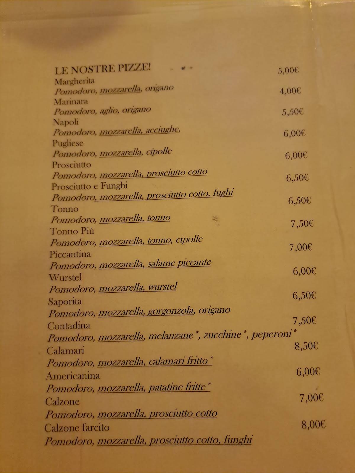 Menu di Ristorante Pizzeria Il Tiglio di Guala Paola 6 C. Sas 