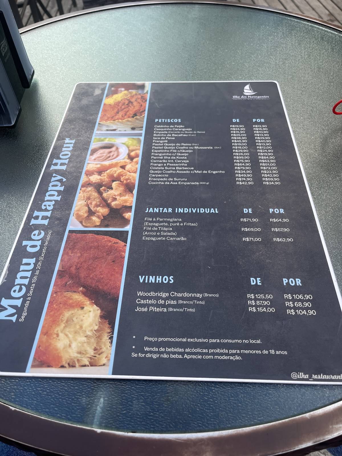 Ilha dos Navegantes cardápio