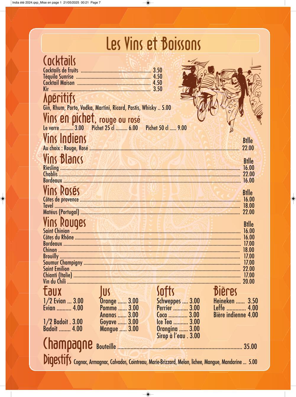 Menu de India Restaurant