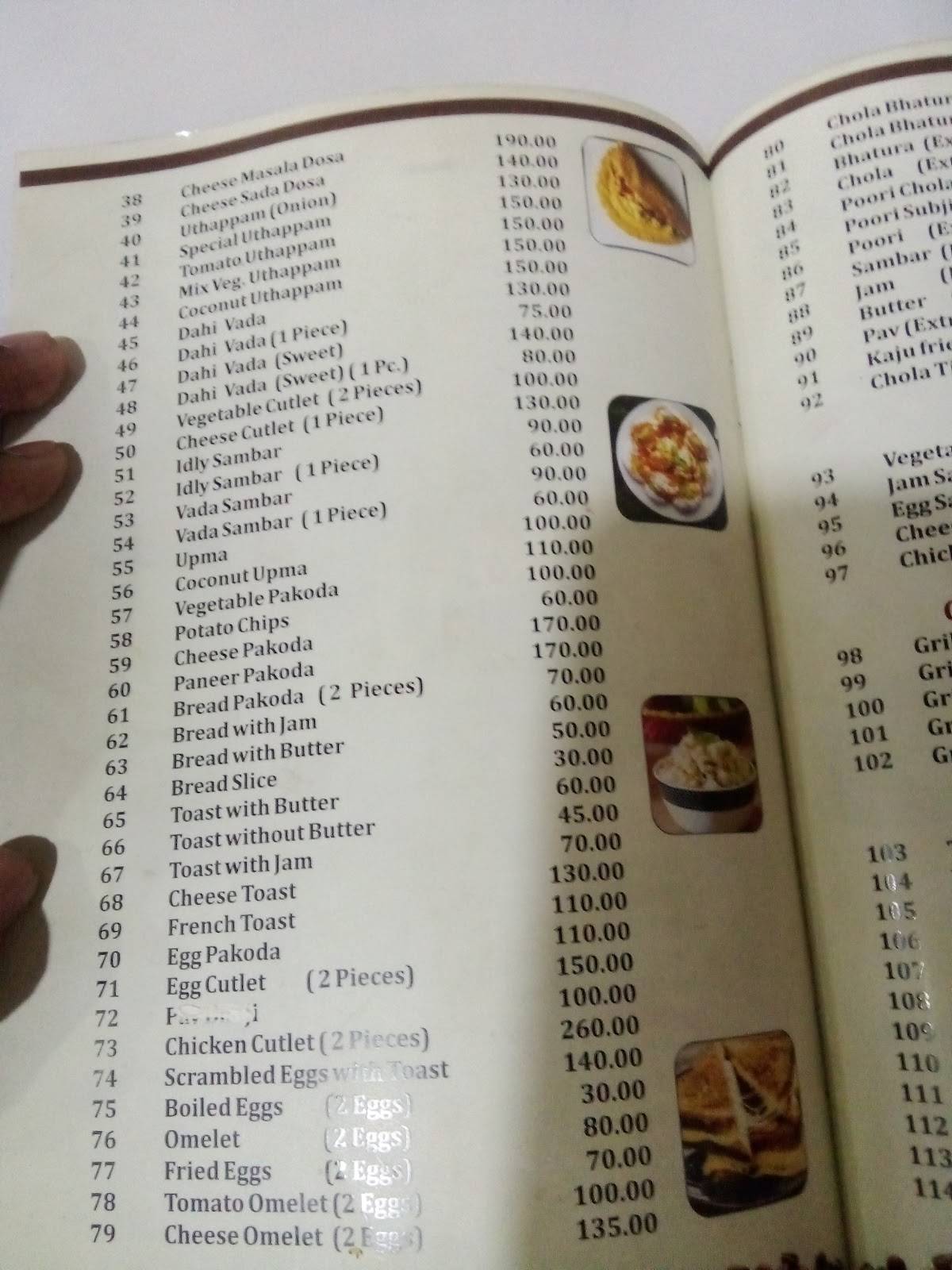 Indian Coffee House menu