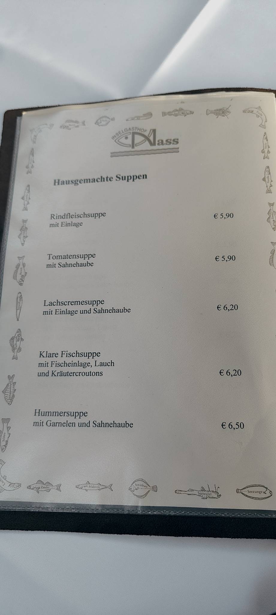 Speisekarte von Inselgasthof Nass restaurant, Rees