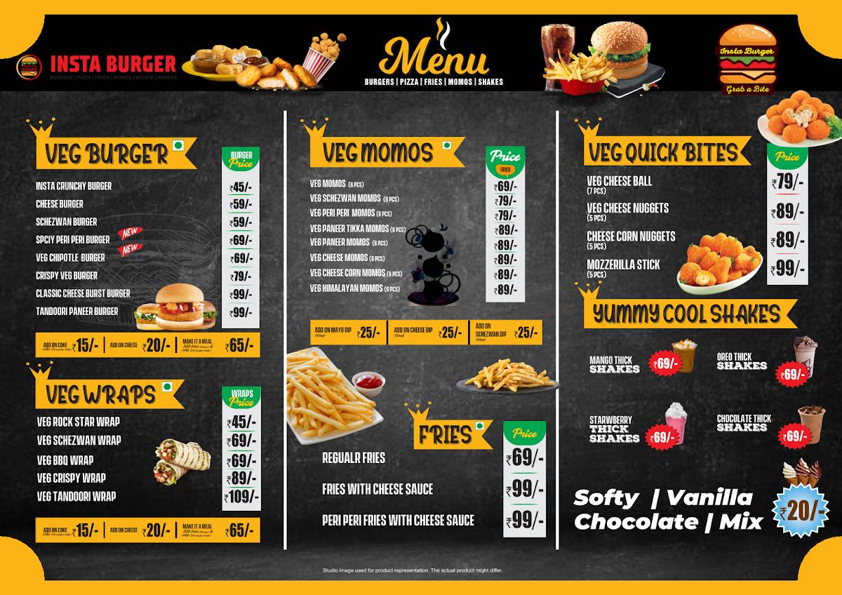 Insta Burger menu